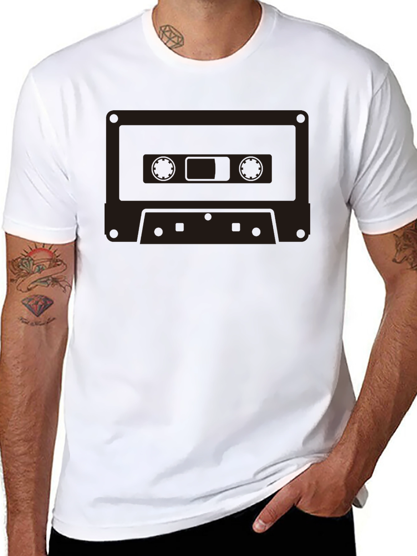 Retro Cassette Tape Graphic T-Shirt - Classic Black Tee