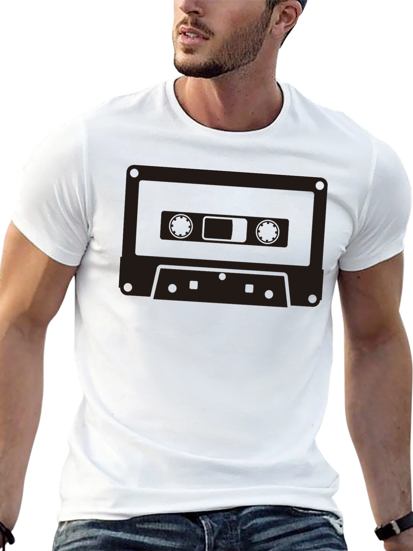 Retro Cassette Tape Graphic T-Shirt - Classic Black Tee