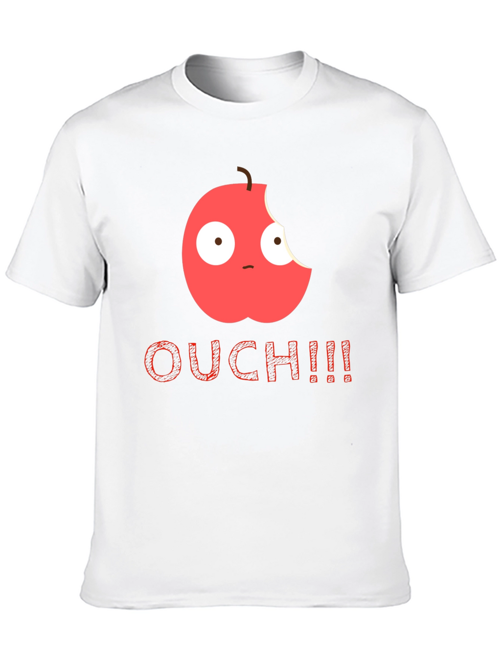 Bitten Apple Cartoon Black T-Shirt