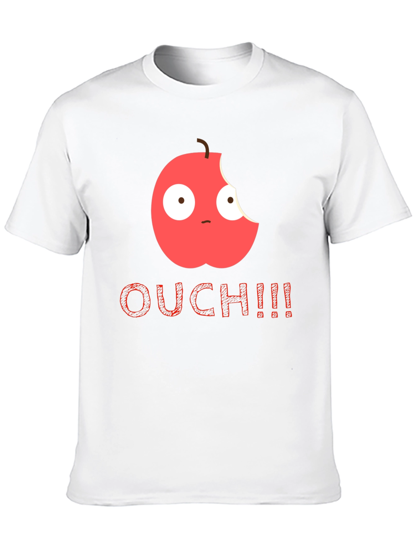 Bitten Apple Cartoon Black T-Shirt