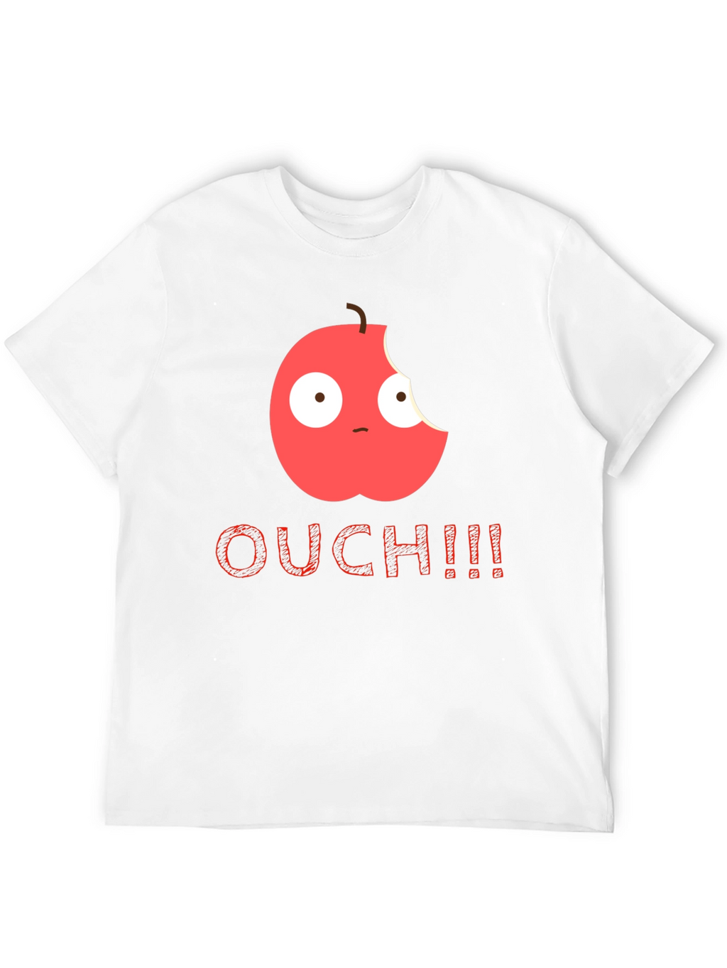 Bitten Apple Cartoon Black T-Shirt