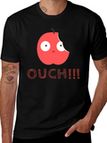 Bitten Apple Cartoon Black T-Shirt