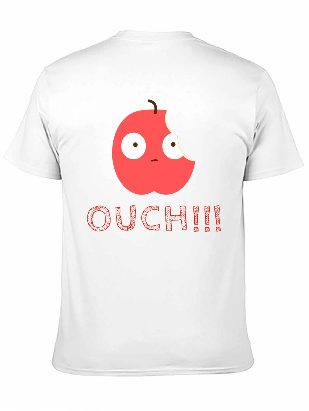Bitten Apple Cartoon Black T-Shirt