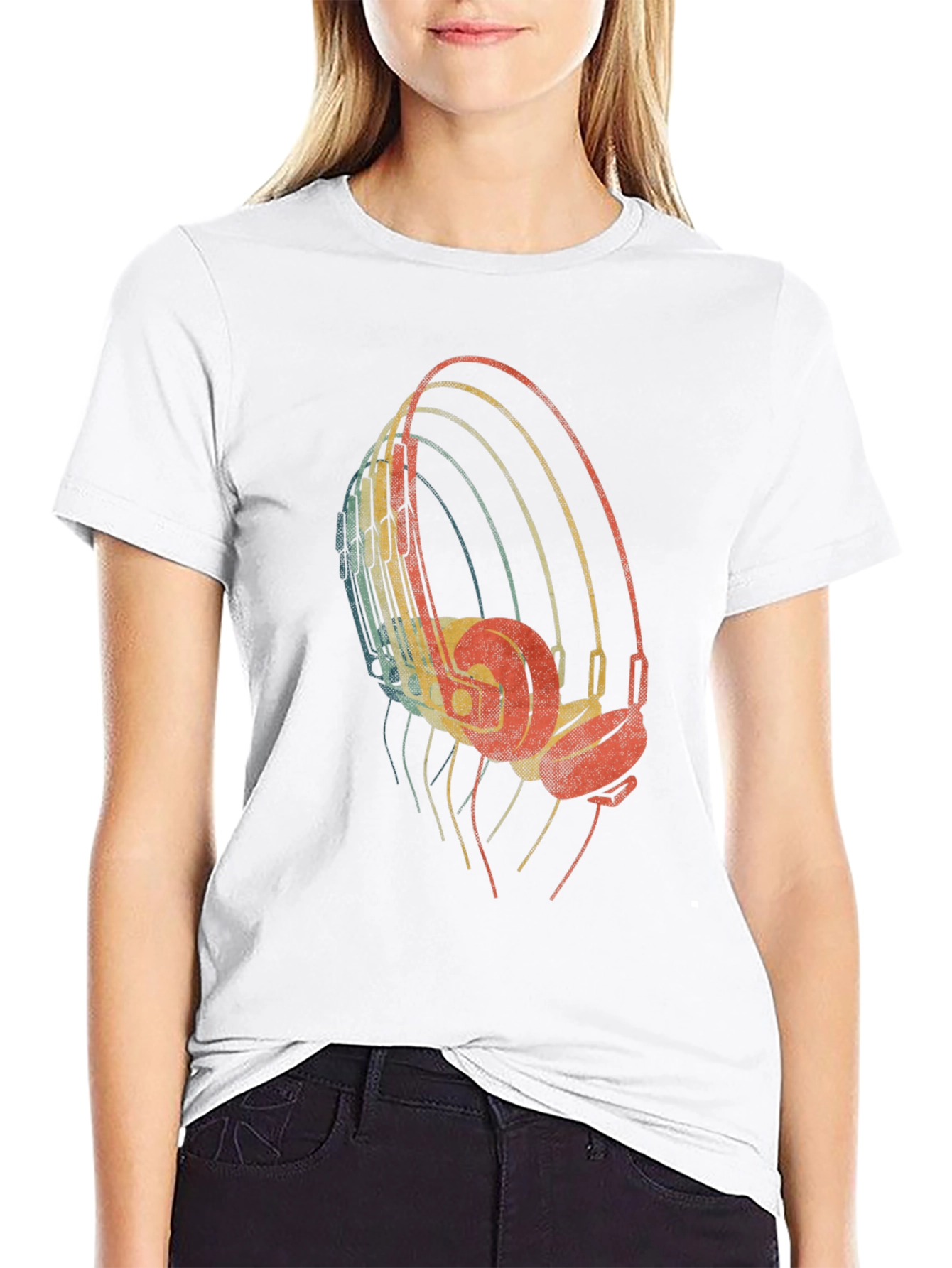 Retro Headphones Graphic Tee - Black T-Shirt