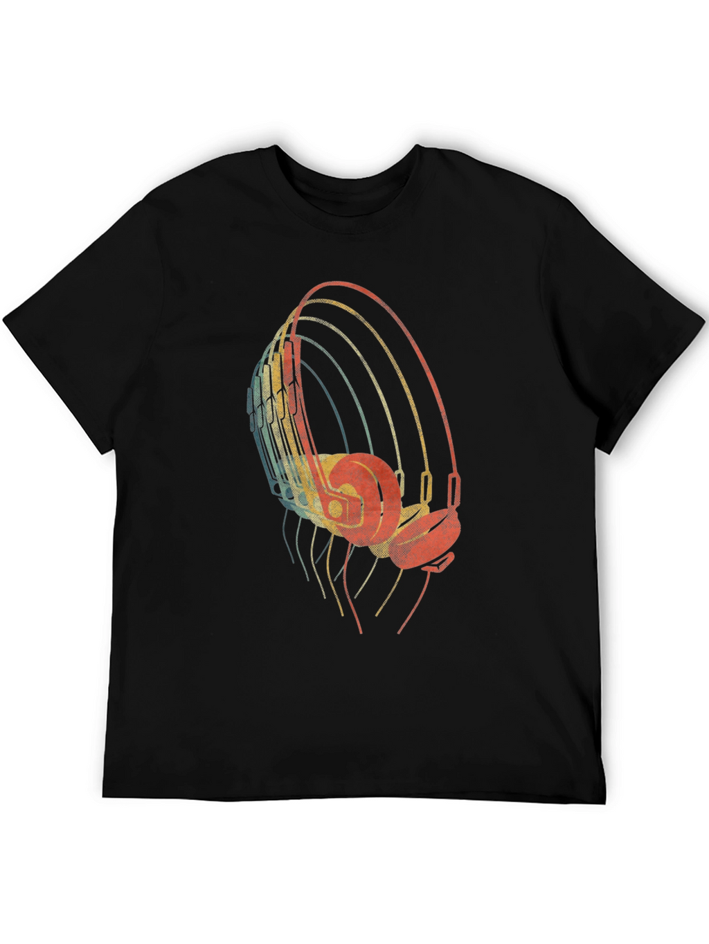 Retro Headphones Graphic Tee - Black T-Shirt
