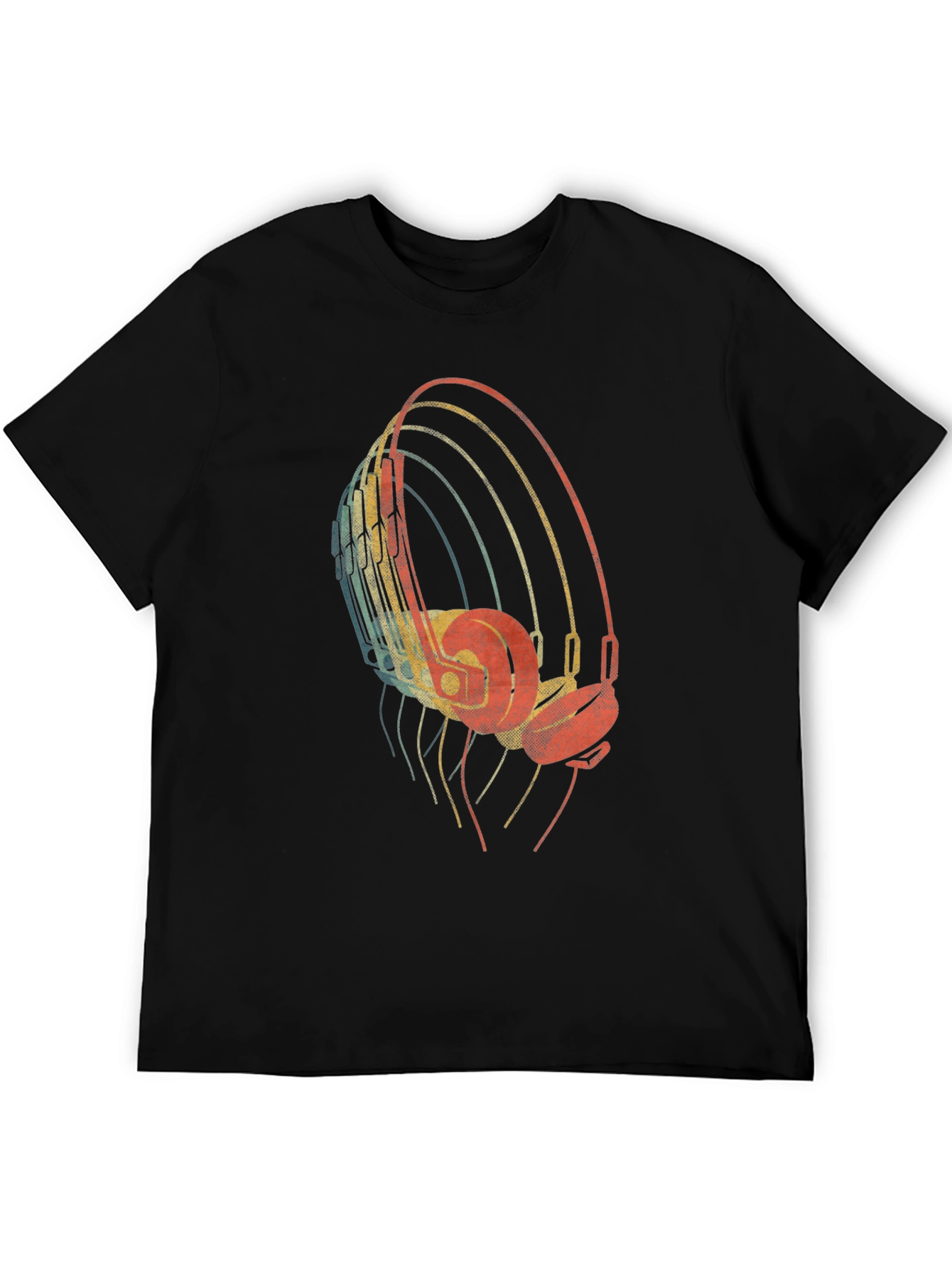 Retro Headphones Graphic Tee - Black T-Shirt
