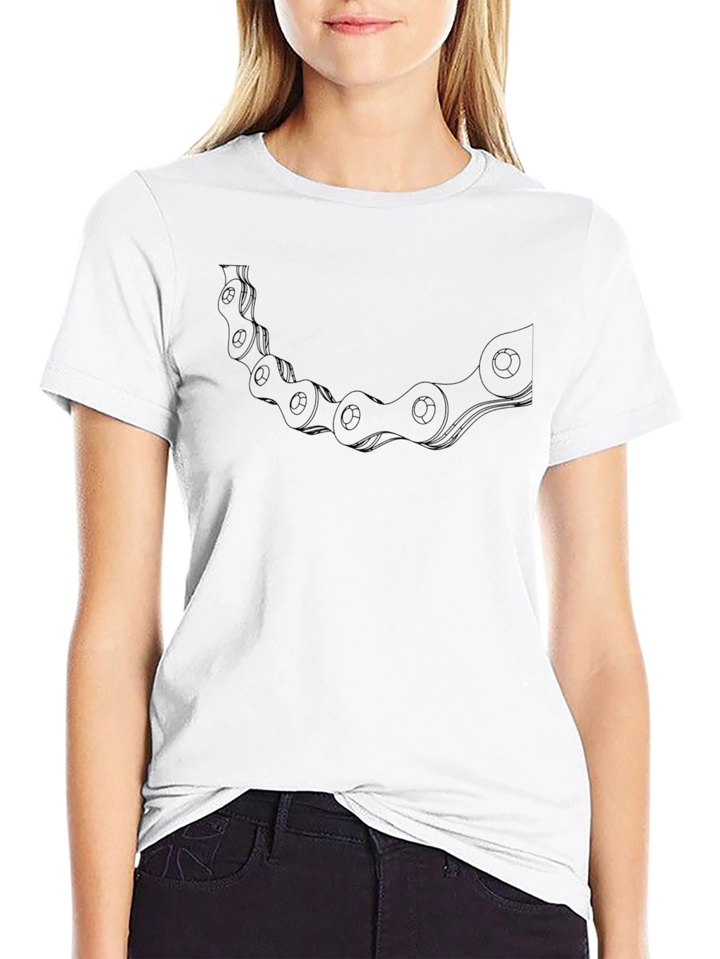 Cool Bike Chain Graphic Tee - Casual Black T-Shirt