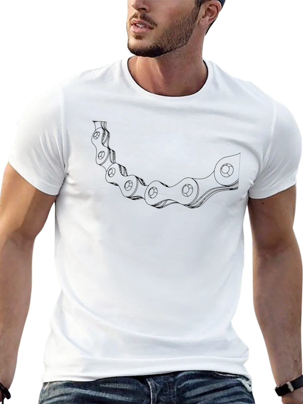 Cool Bike Chain Graphic Tee - Casual Black T-Shirt