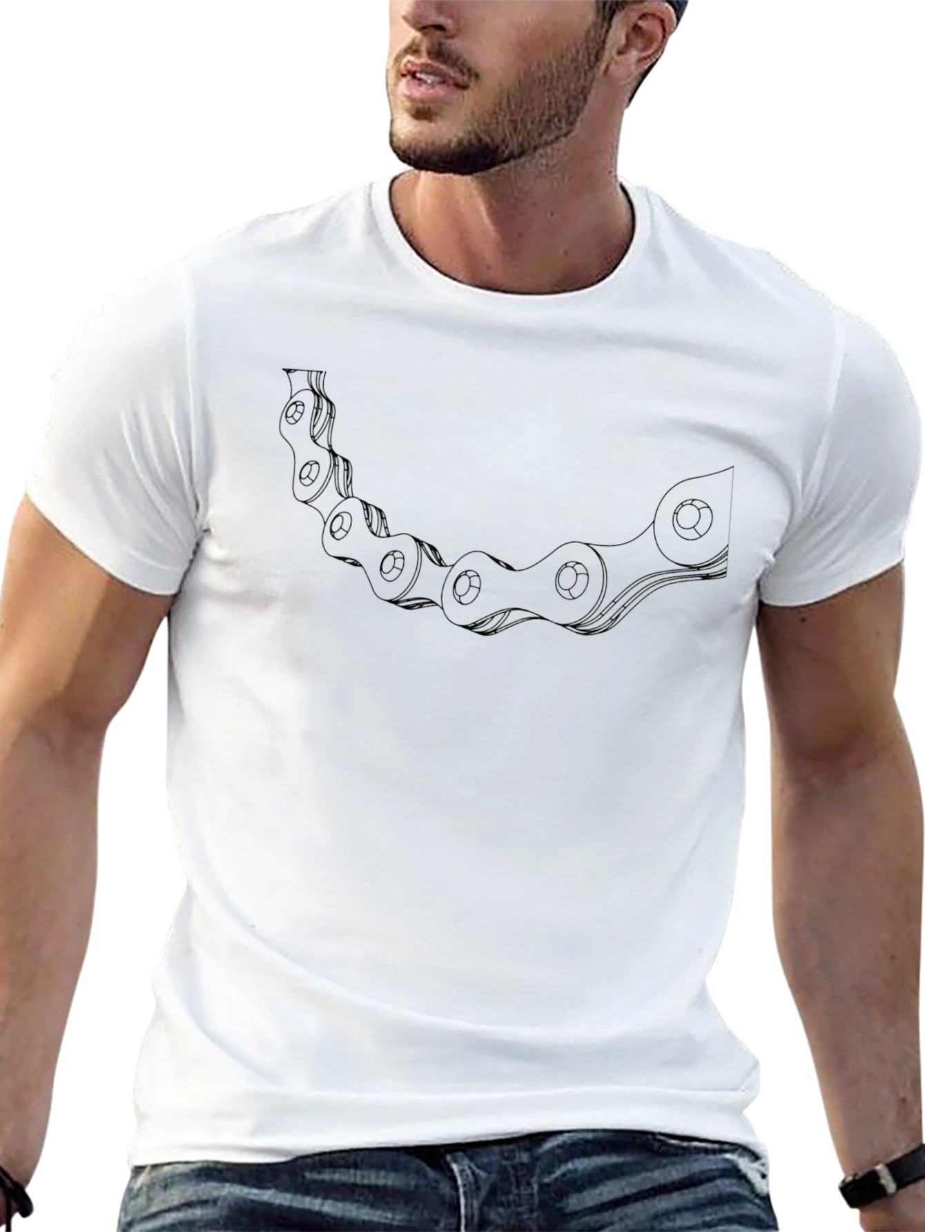 Cool Bike Chain Graphic Tee - Casual Black T-Shirt