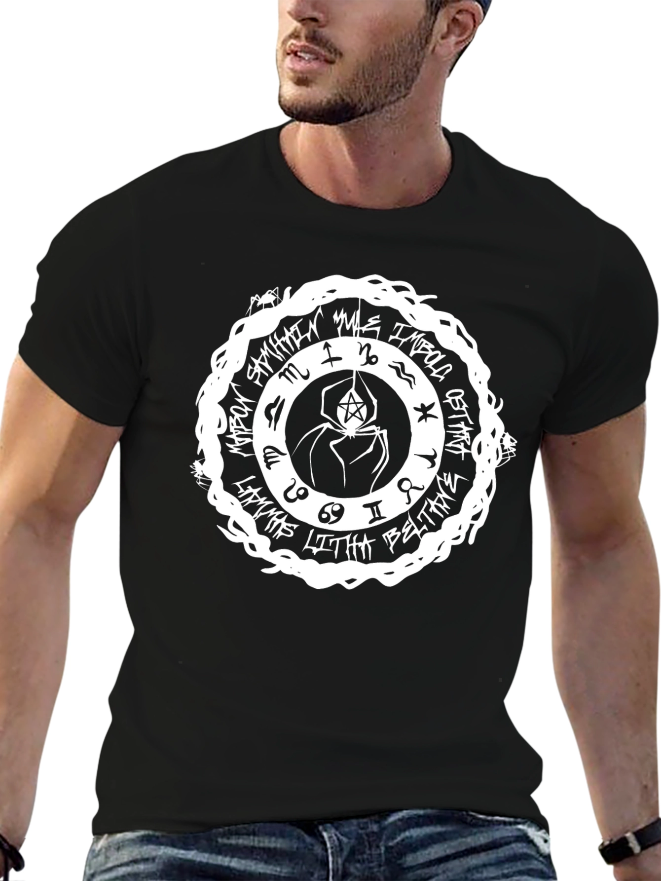 Occult Spider Pentagram Black T-Shirt