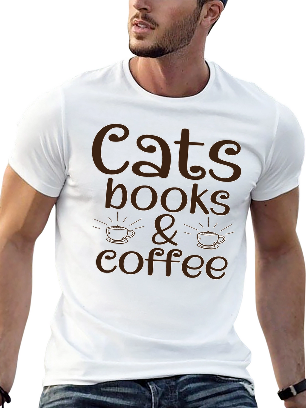 Cats Books & Coffee Graphic T-Shirt
