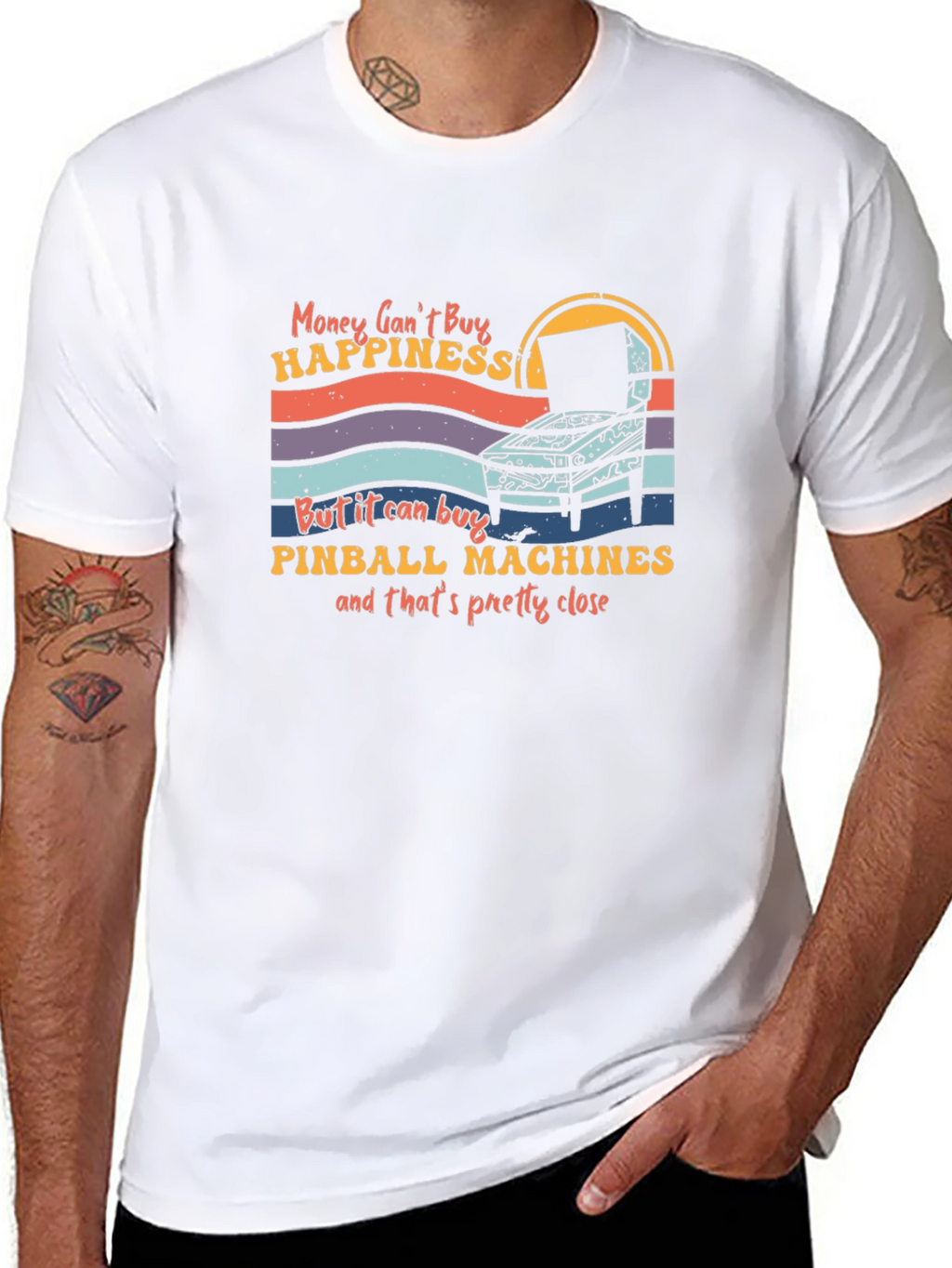 Pinball Machine T-Shirt - Money Cant Buy Happiness