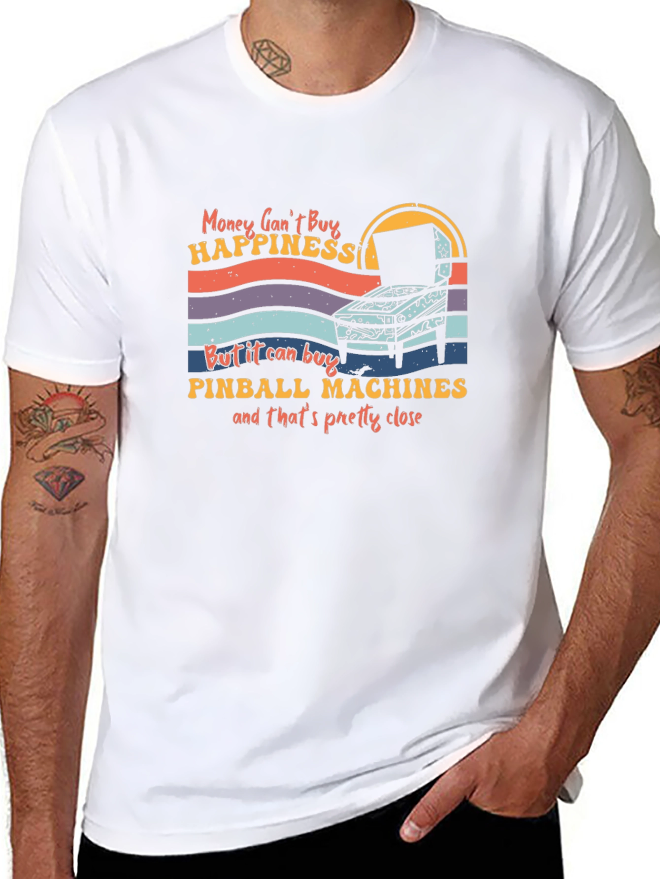Pinball Machine T-Shirt - Money Cant Buy Happiness