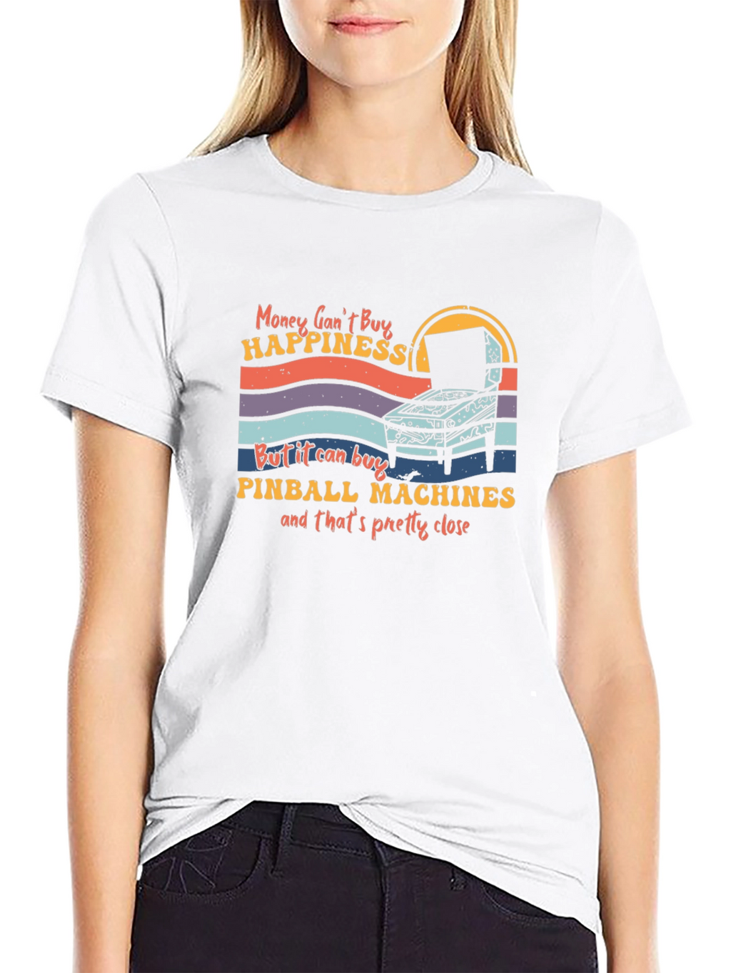 Pinball Machine T-Shirt - Money Cant Buy Happiness