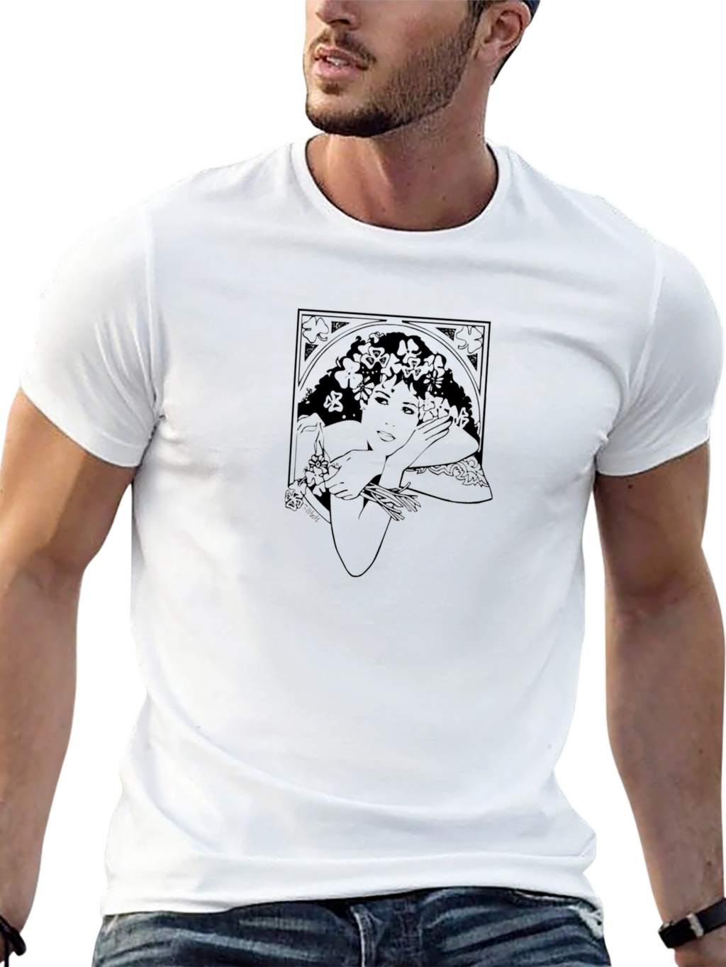 Art Nouveau Woman Graphic T-Shirt - Black