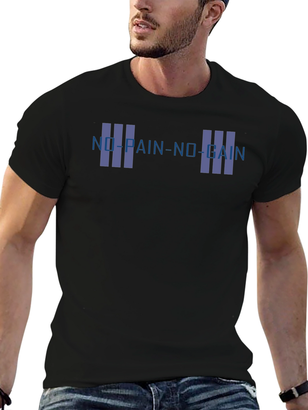 No Pain No Gain Graphic T-Shirt - Black