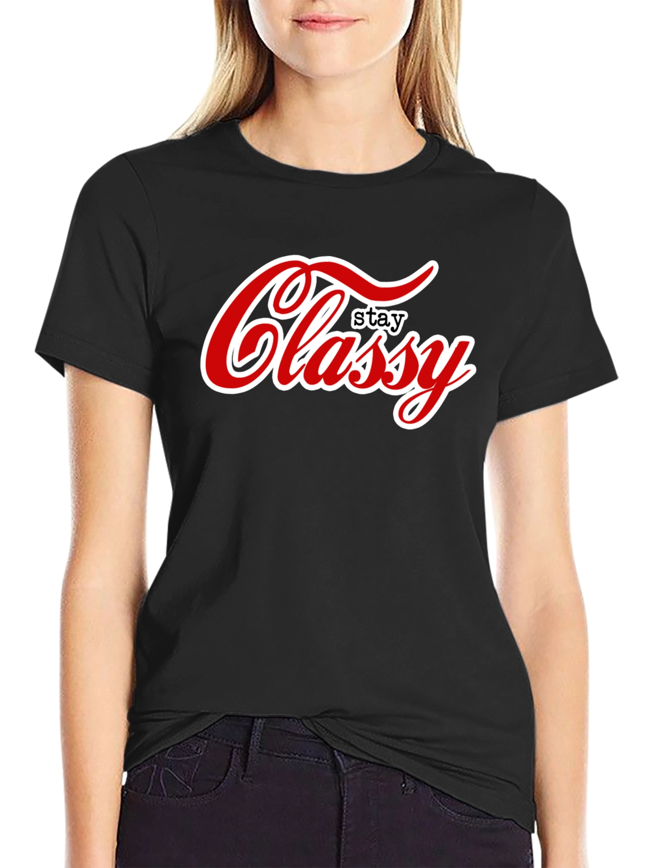 Stay Classy Black Tee - Stylish Graphic Print T-Shirt