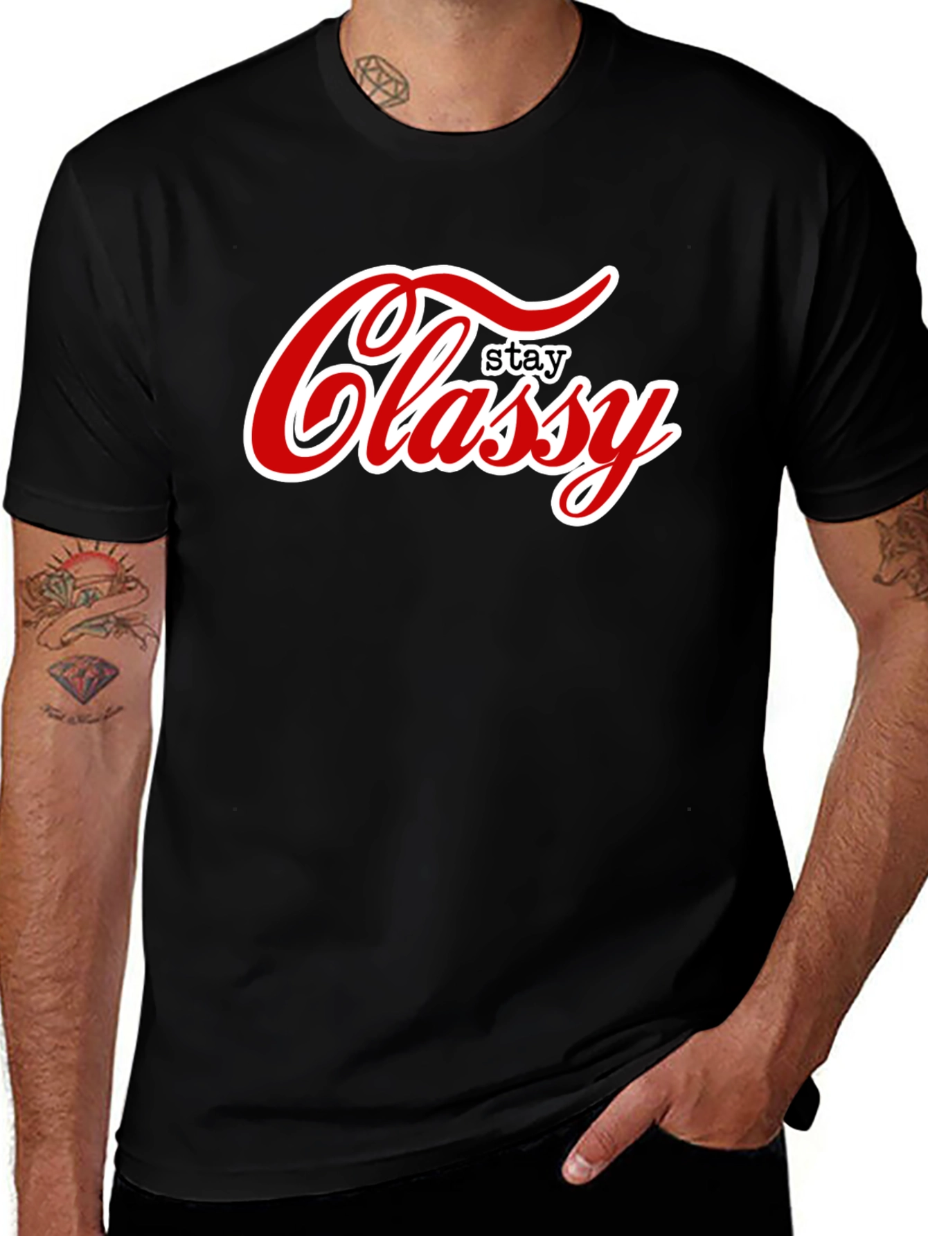 Stay Classy Black Tee - Stylish Graphic Print T-Shirt