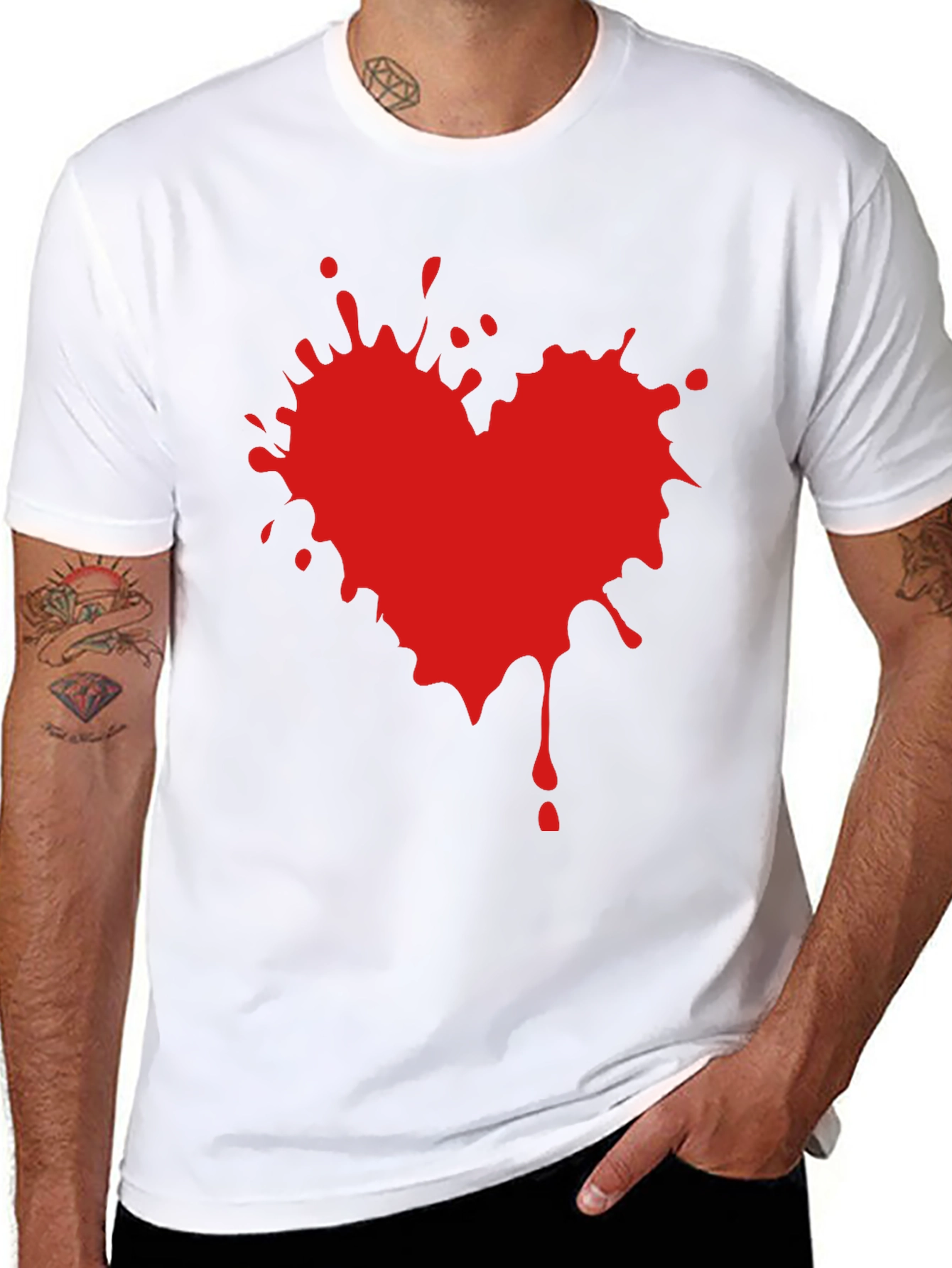 Heart Splatter Graphic Tee - Black T-Shirt