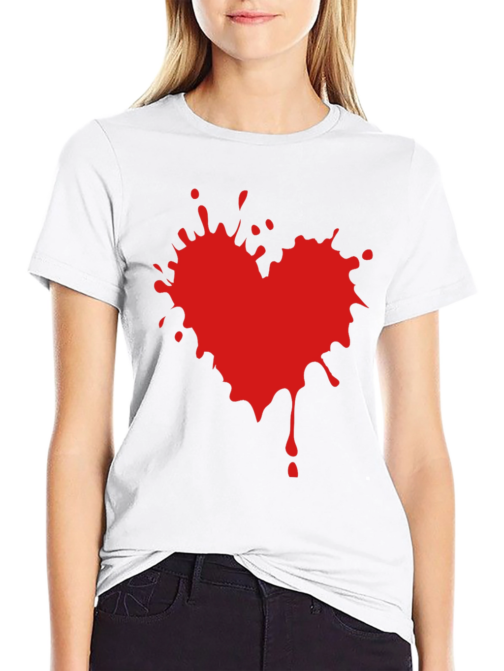 Heart Splatter Graphic Tee - Black T-Shirt