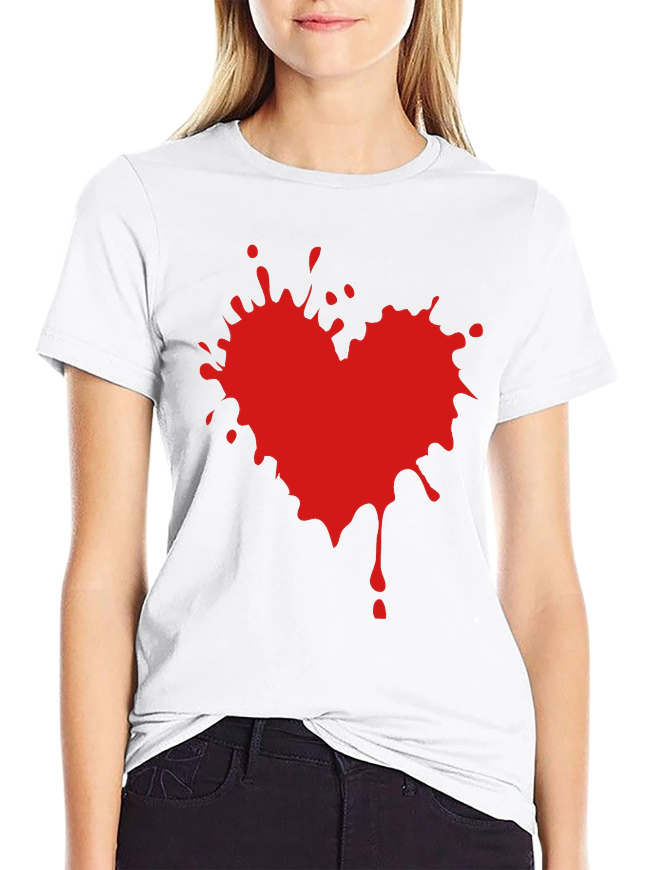 Heart Splatter Graphic Tee - Black T-Shirt
