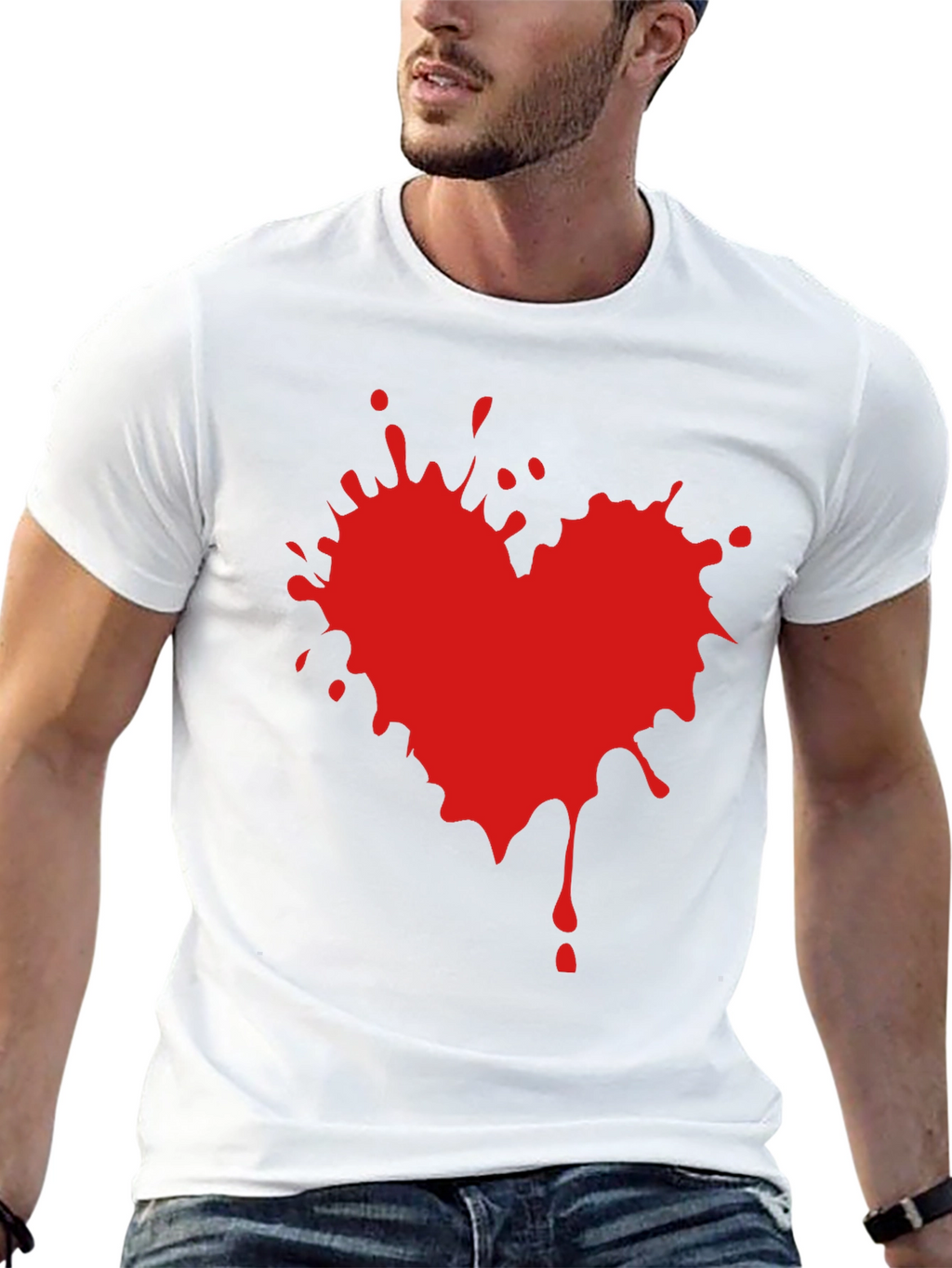 Heart Splatter Graphic Tee - Black T-Shirt