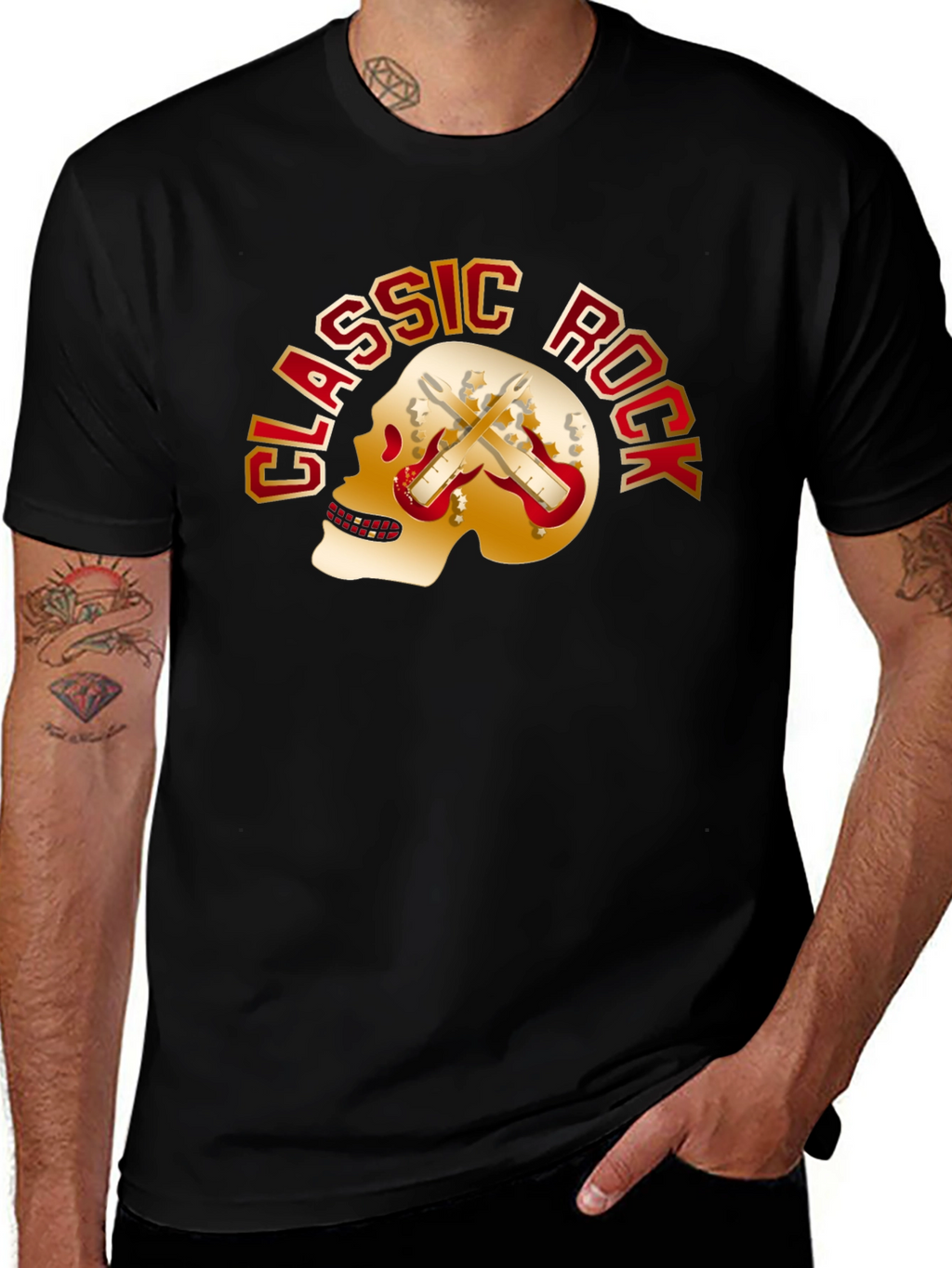 Classic Rock Skull Graphic T-Shirt