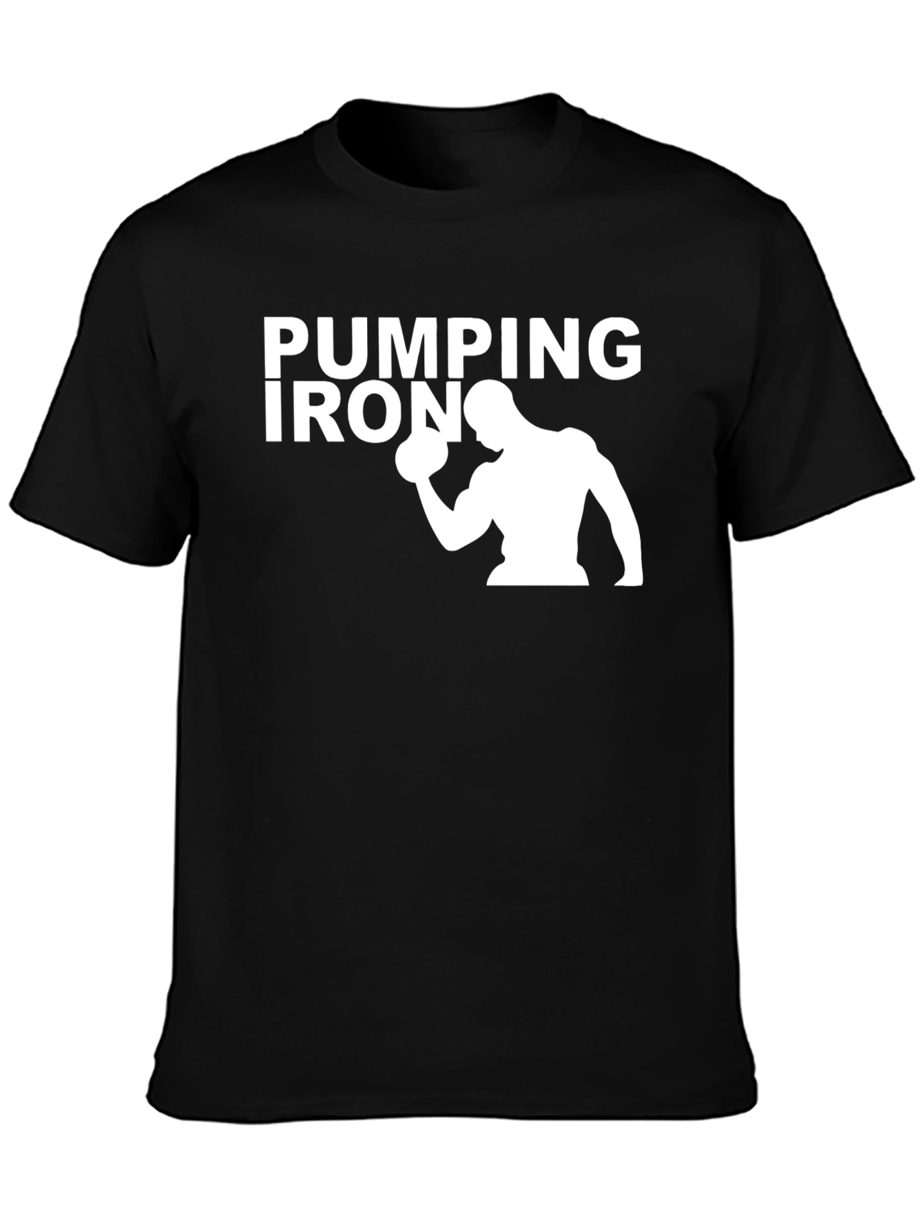 Pumping Iron Graphic Tee - Black Cotton Gym Shirt