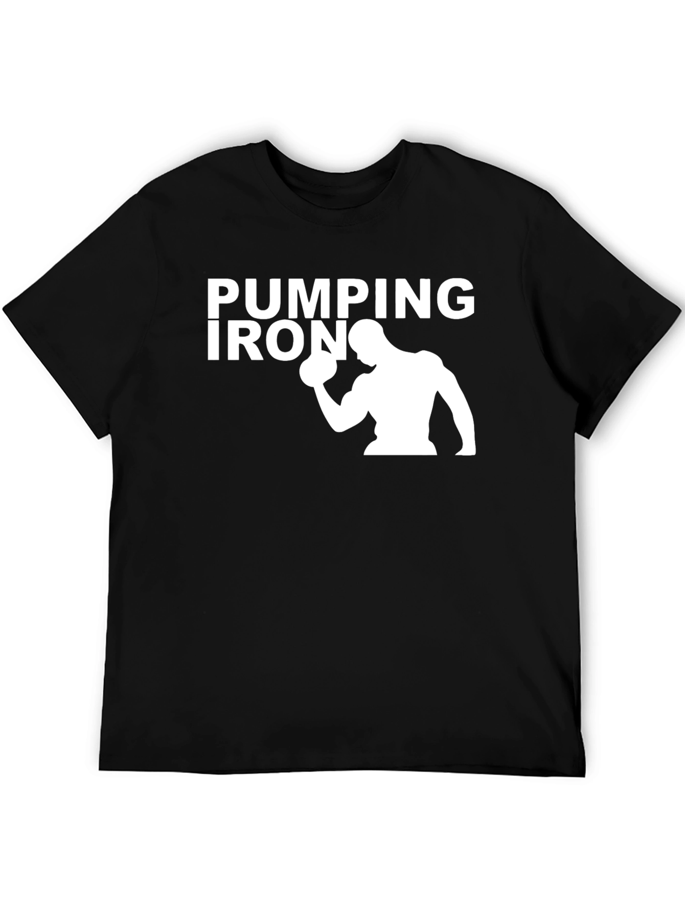 Pumping Iron Graphic Tee - Black Cotton Gym Shirt