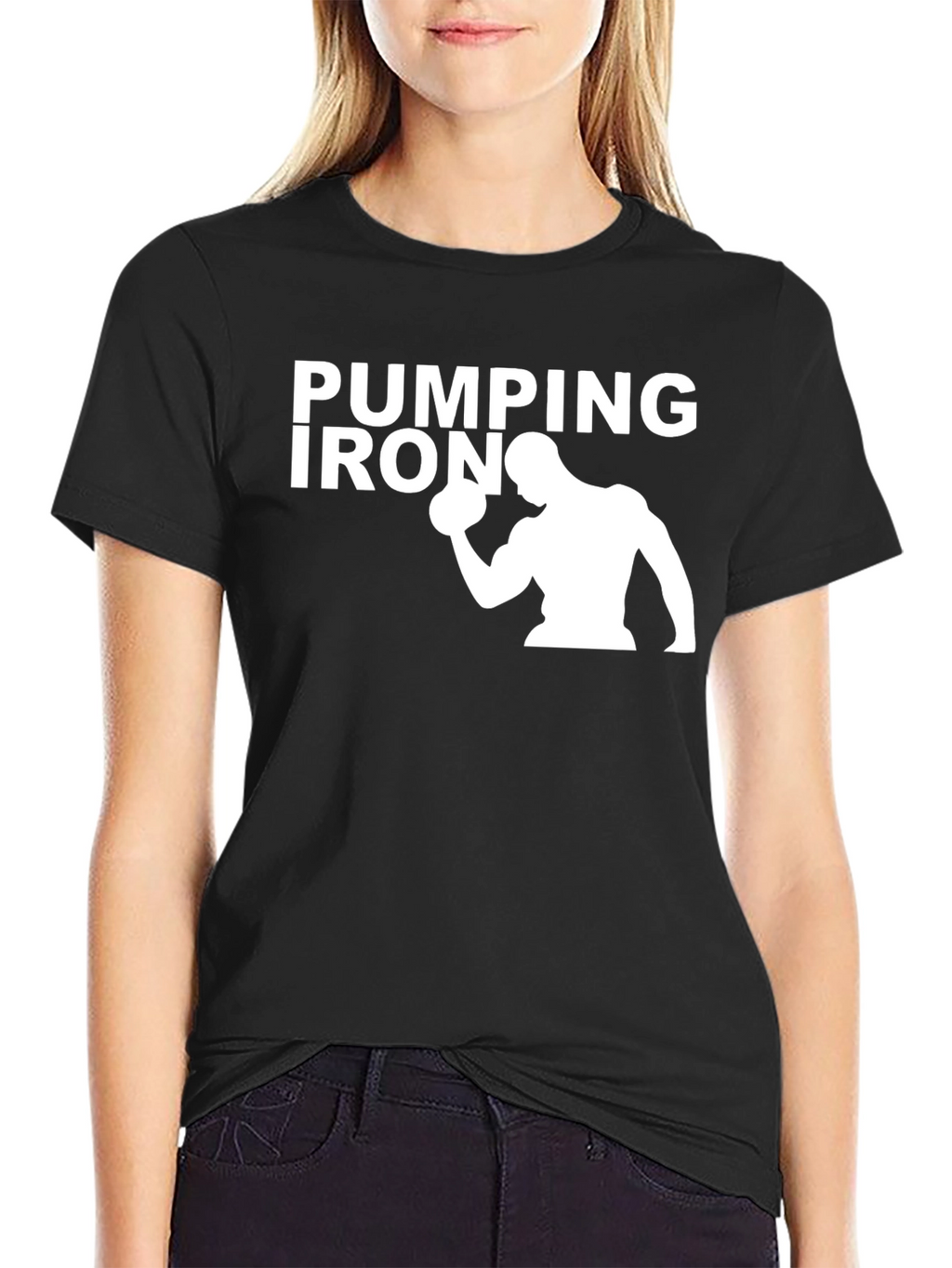 Pumping Iron Graphic Tee - Black Cotton Gym Shirt