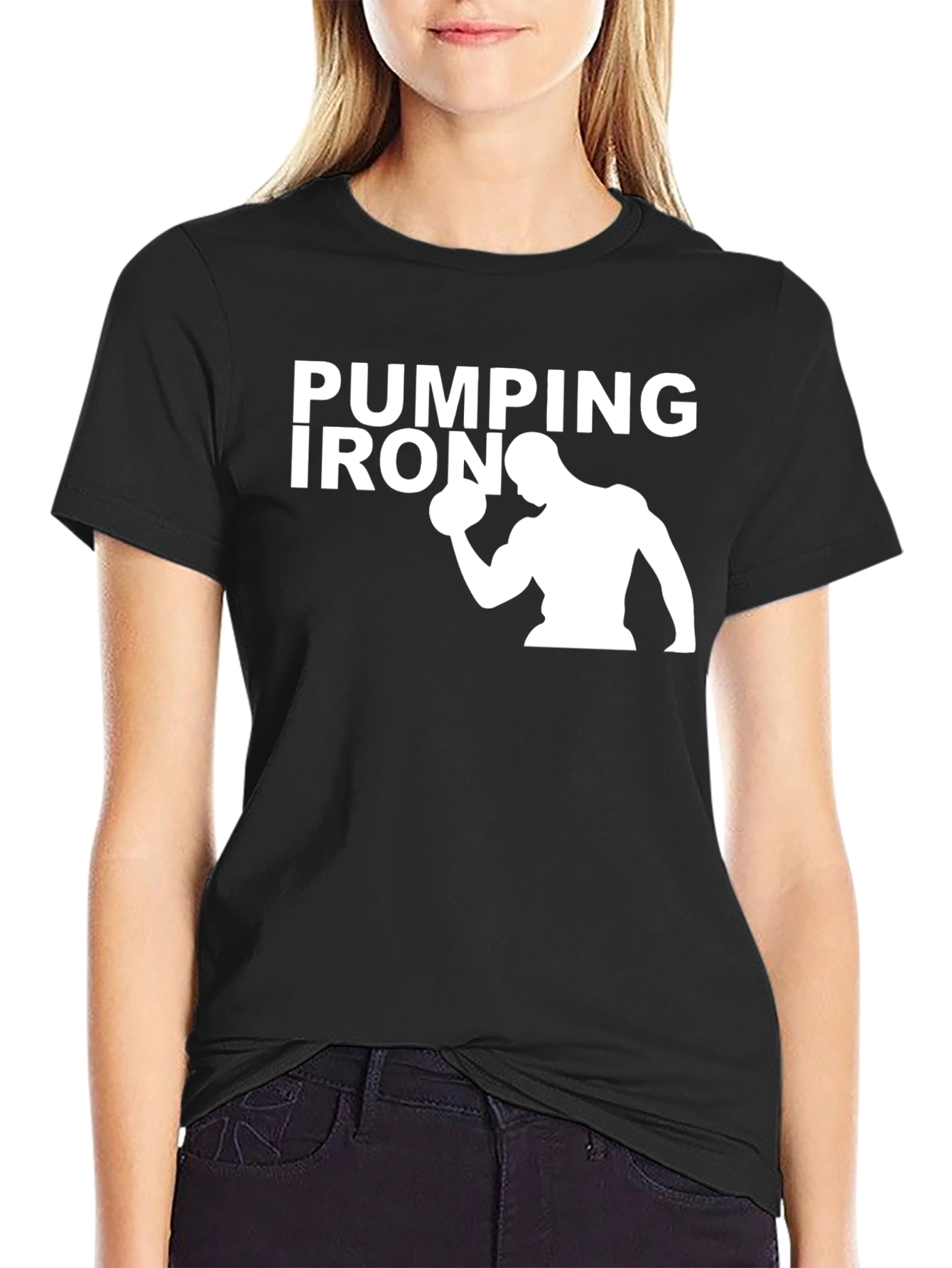 Pumping Iron Graphic Tee - Black Cotton Gym Shirt