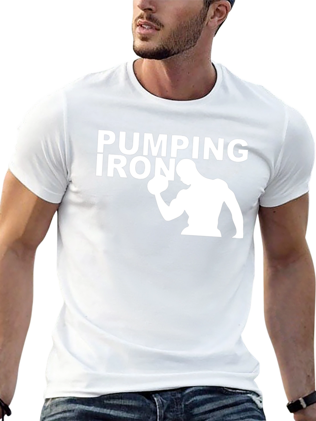Pumping Iron Graphic Tee - Black Cotton Gym Shirt