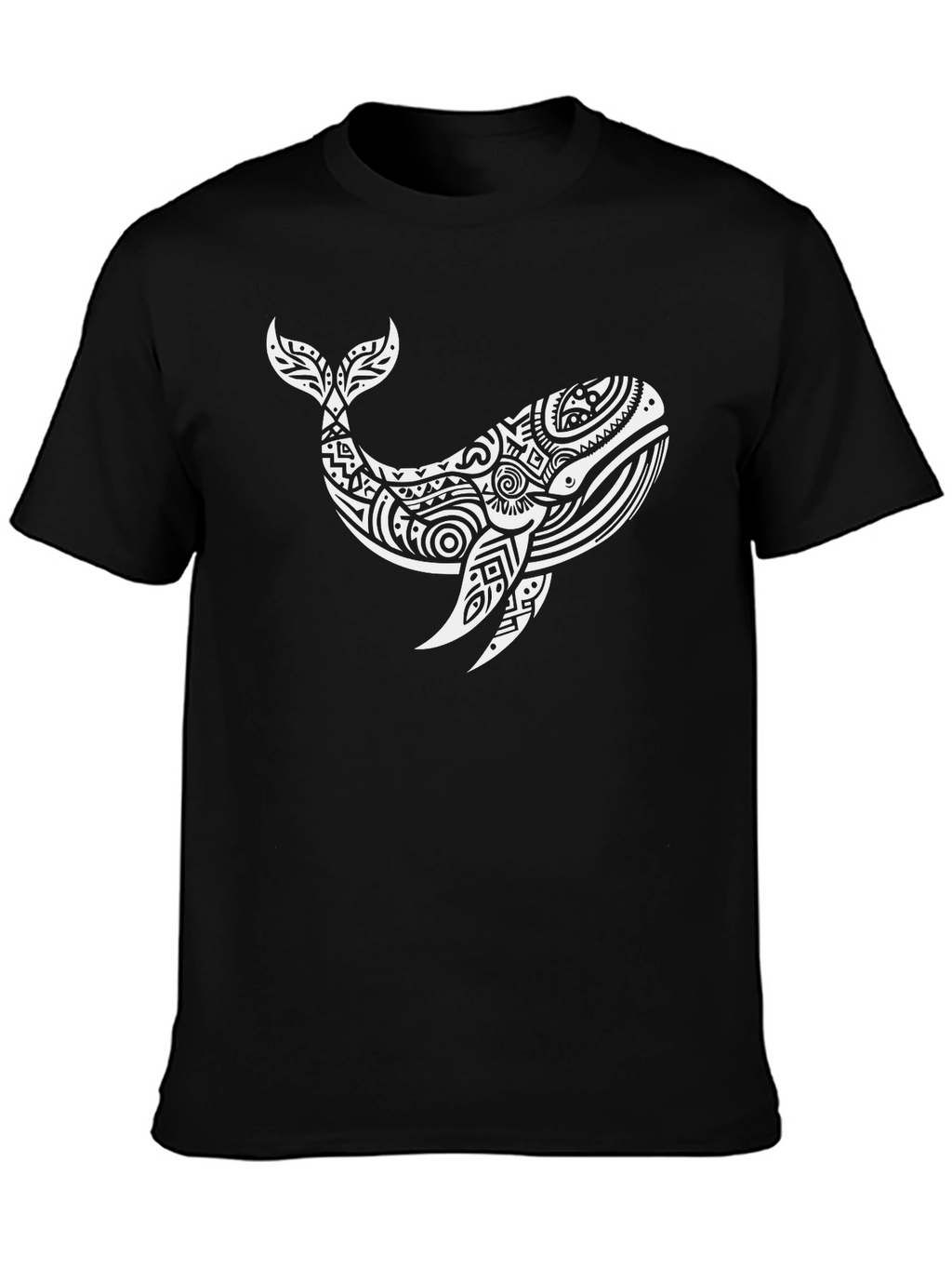 Whale Graphic Tee - Black Cotton T-Shirt