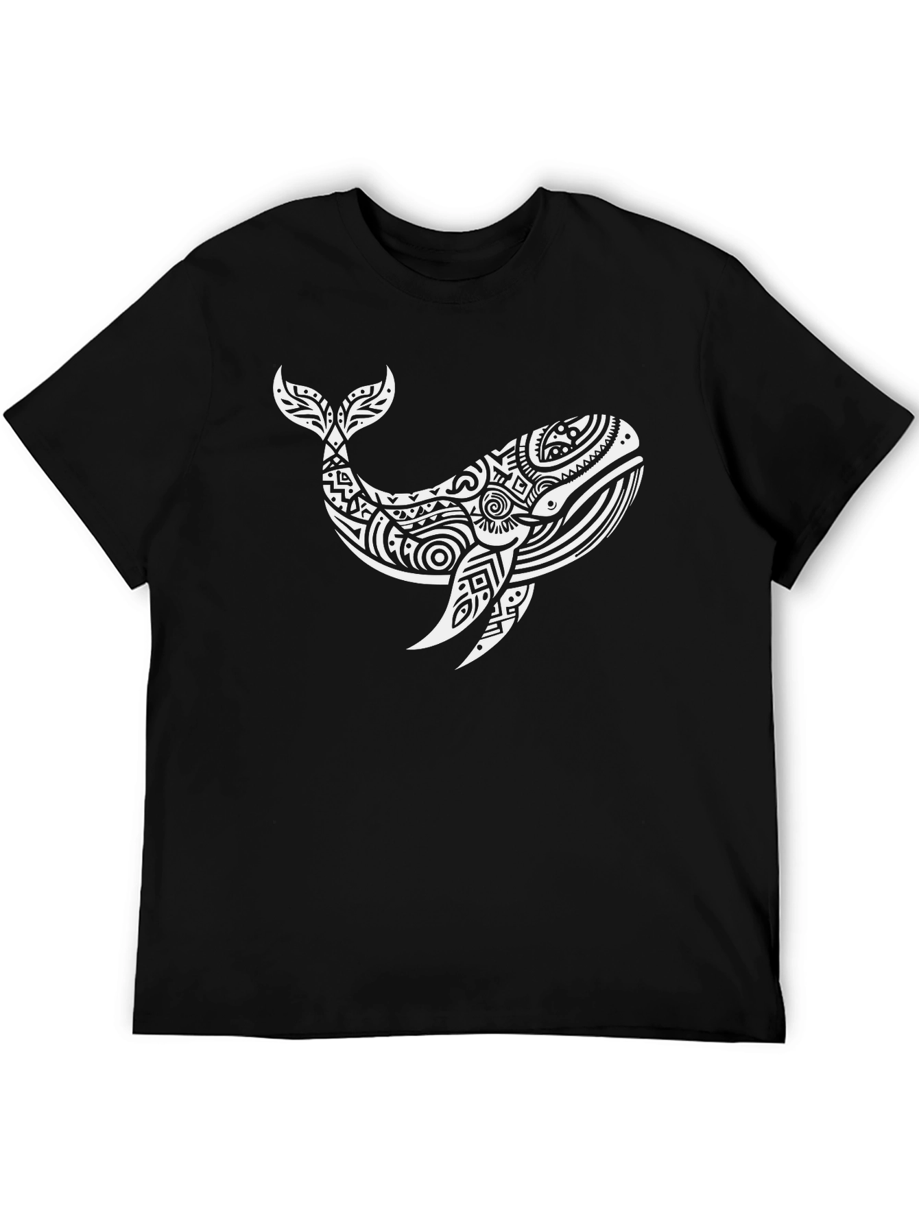 Whale Graphic Tee - Black Cotton T-Shirt