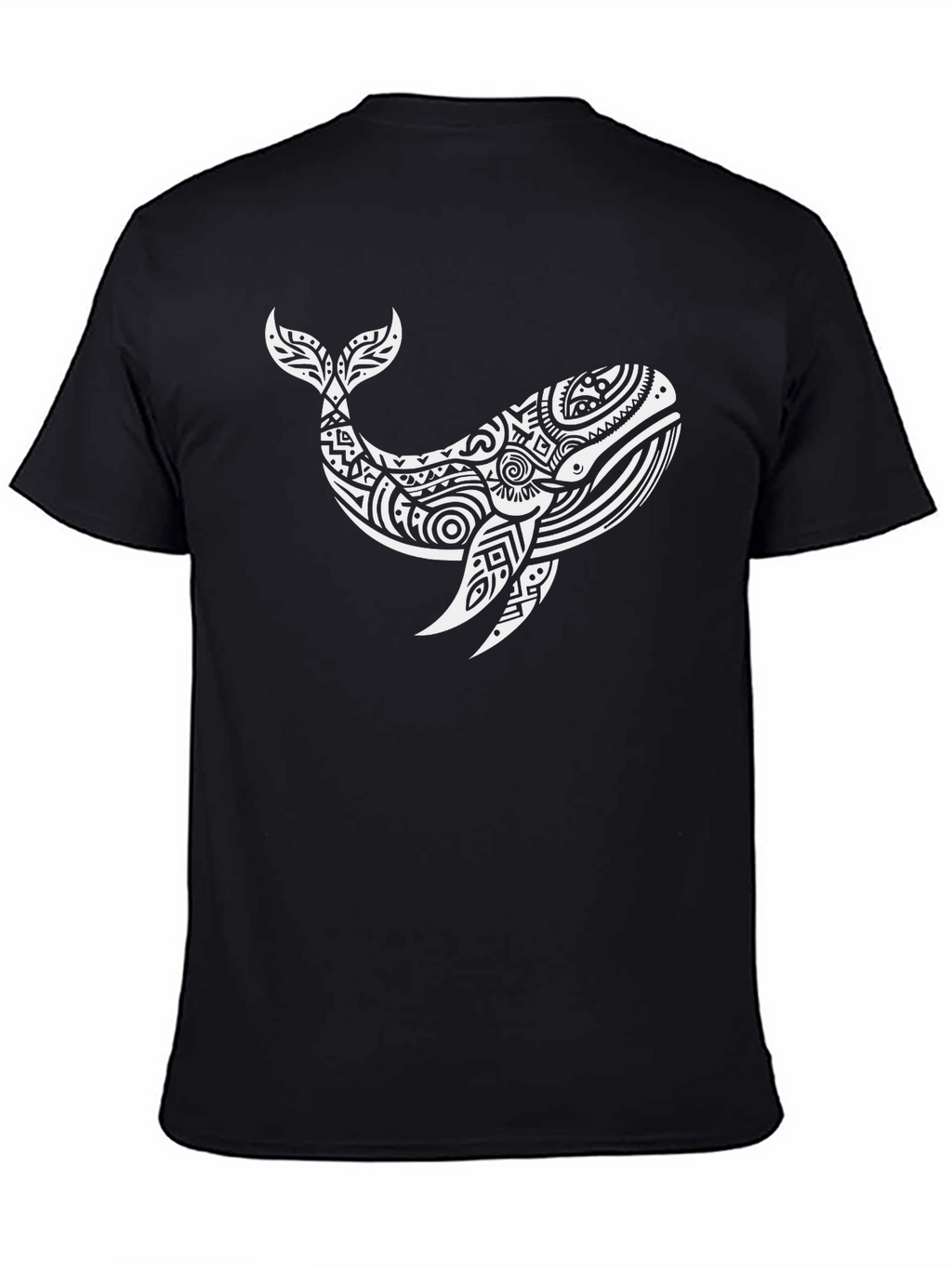 Whale Graphic Tee - Black Cotton T-Shirt