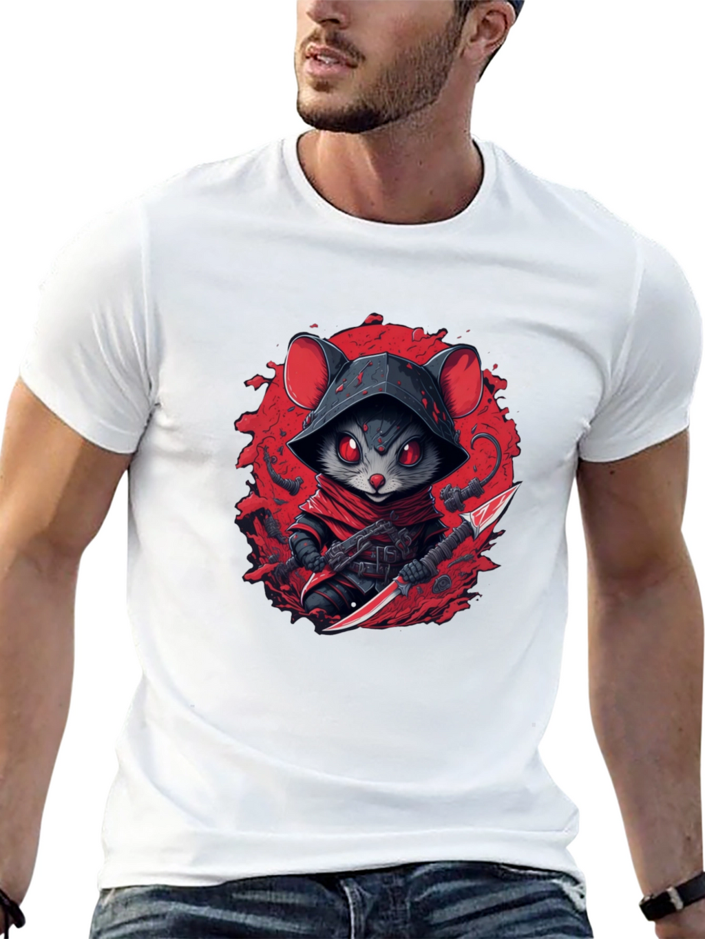 Ninja Mouse Graphic Tee - Cool Cartoon Animal T-Shirt