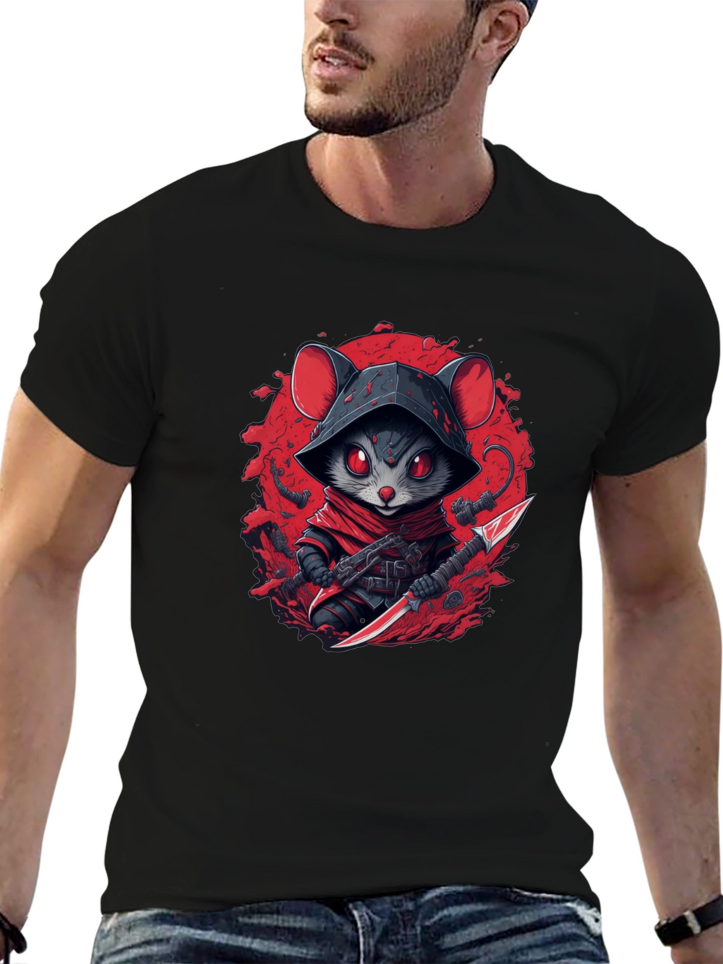 Ninja Mouse Graphic Tee - Cool Cartoon Animal T-Shirt