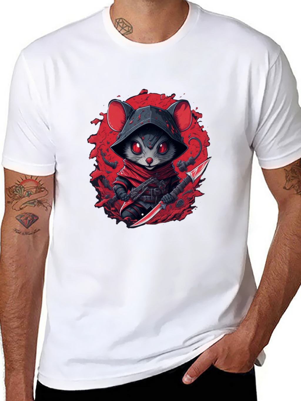 Ninja Mouse Graphic Tee - Cool Cartoon Animal T-Shirt