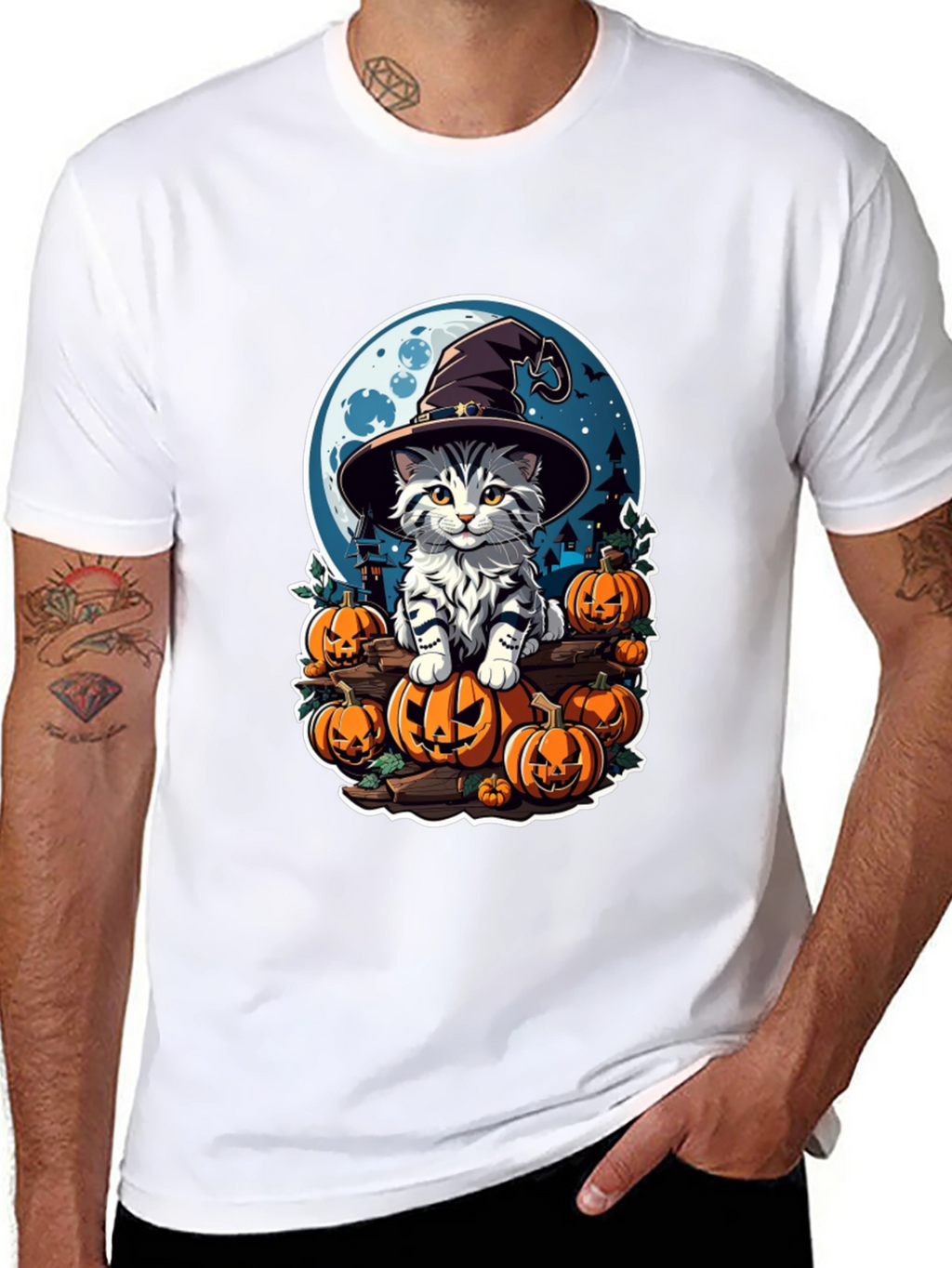 Halloween Cat Witch T-Shirt