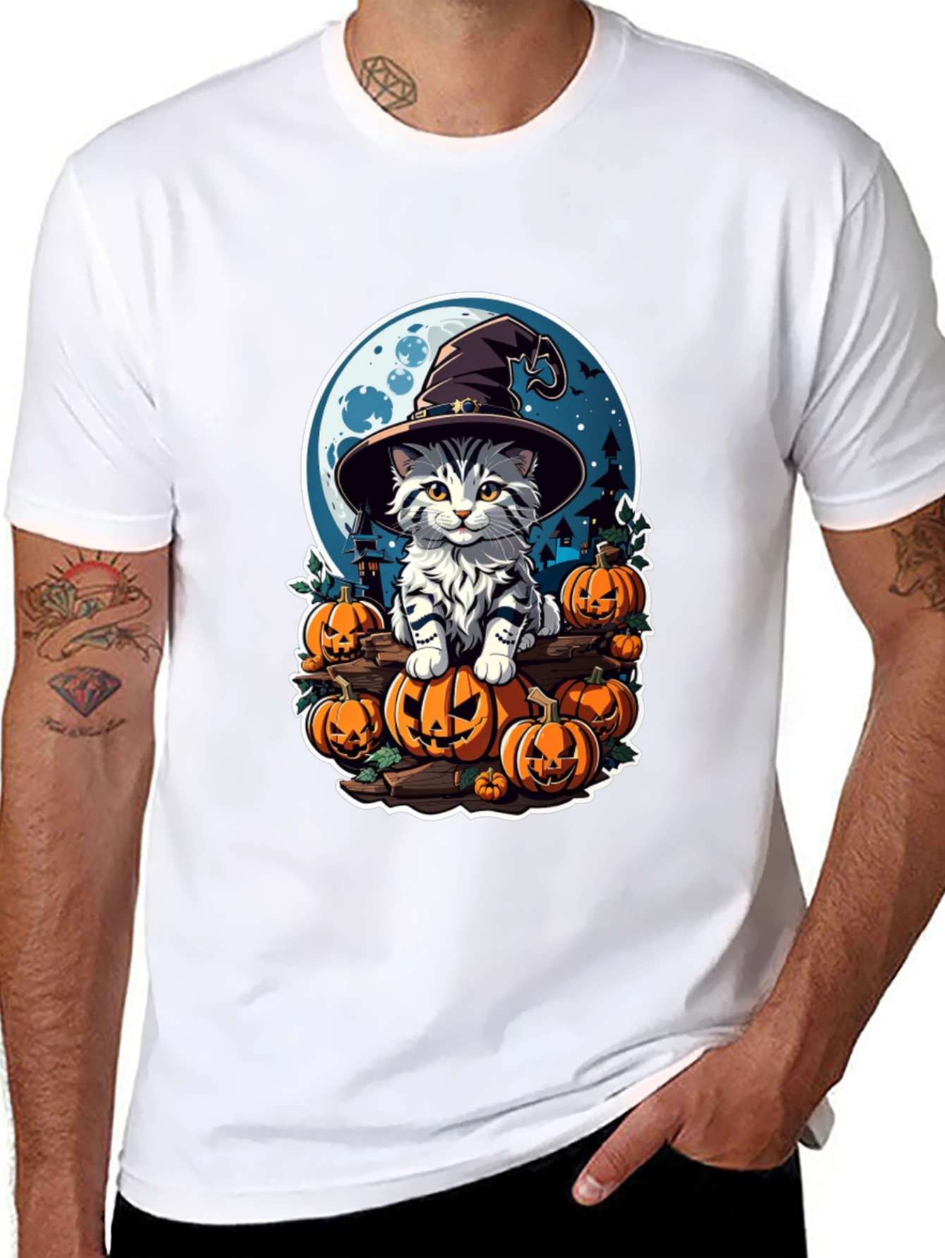 Halloween Cat Witch T-Shirt