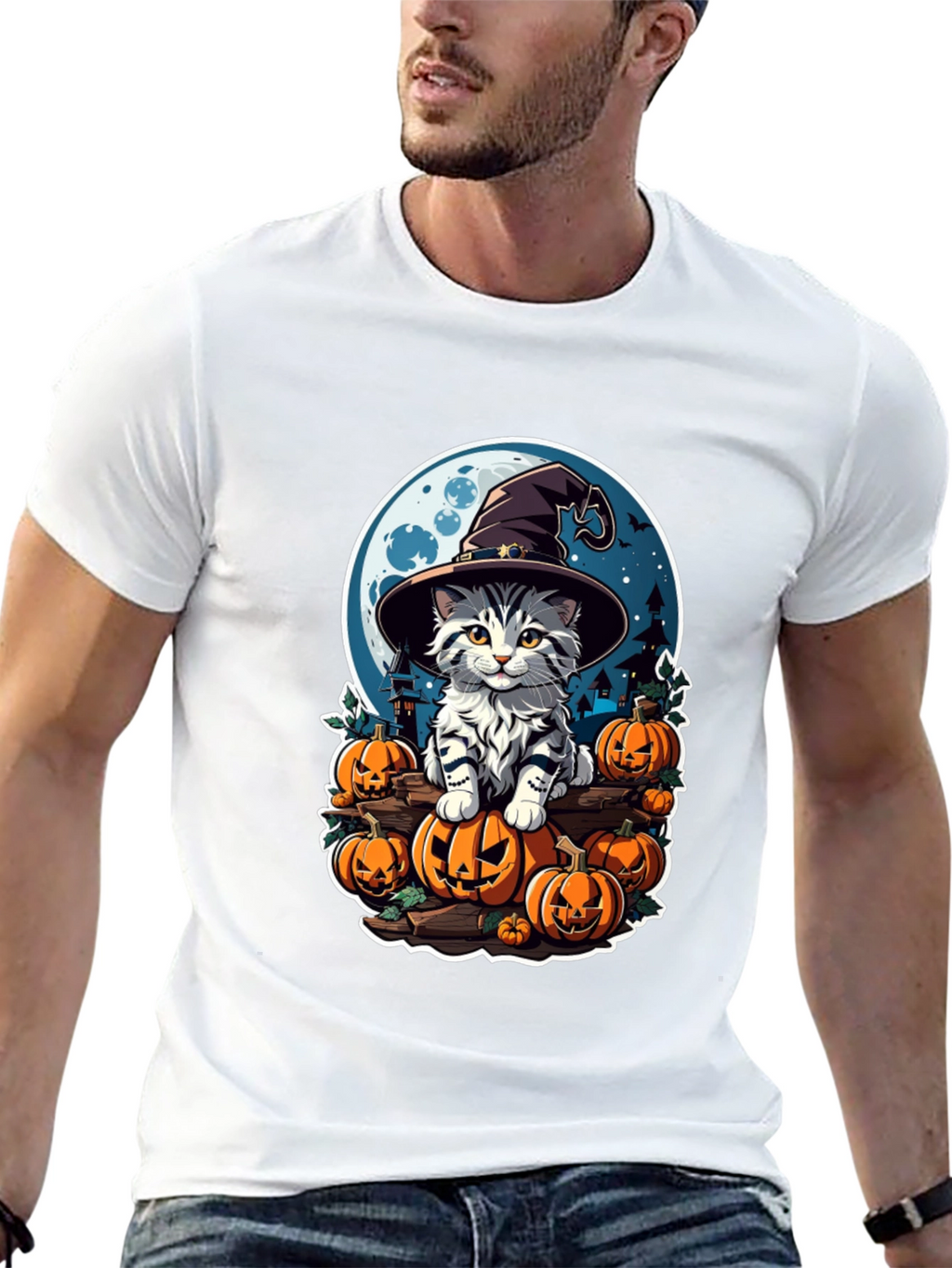 Halloween Cat Witch T-Shirt