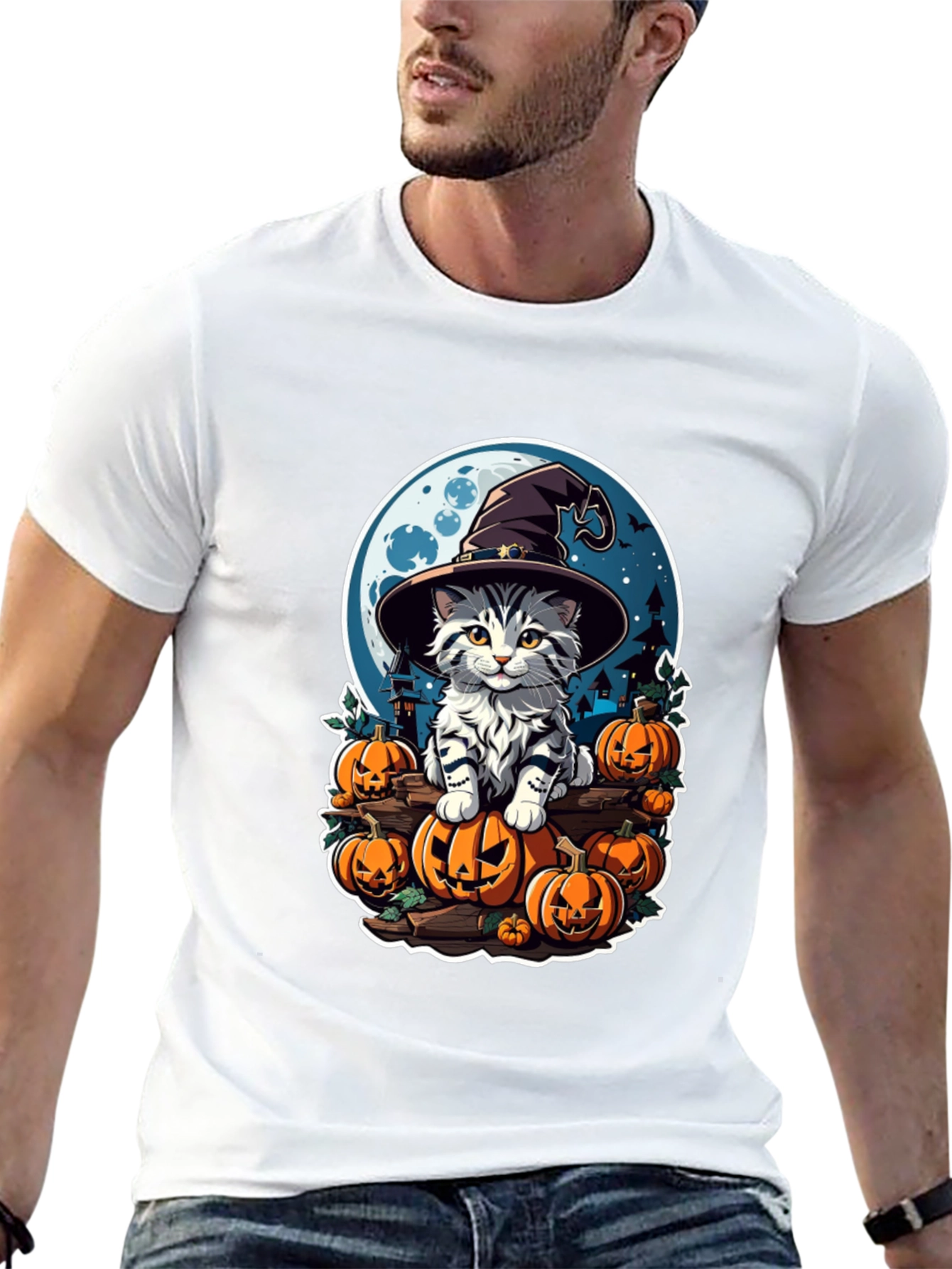 Halloween Cat Witch T-Shirt