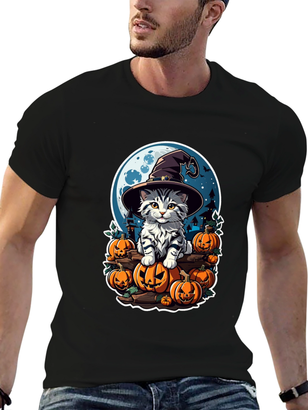 Halloween Cat Witch T-Shirt
