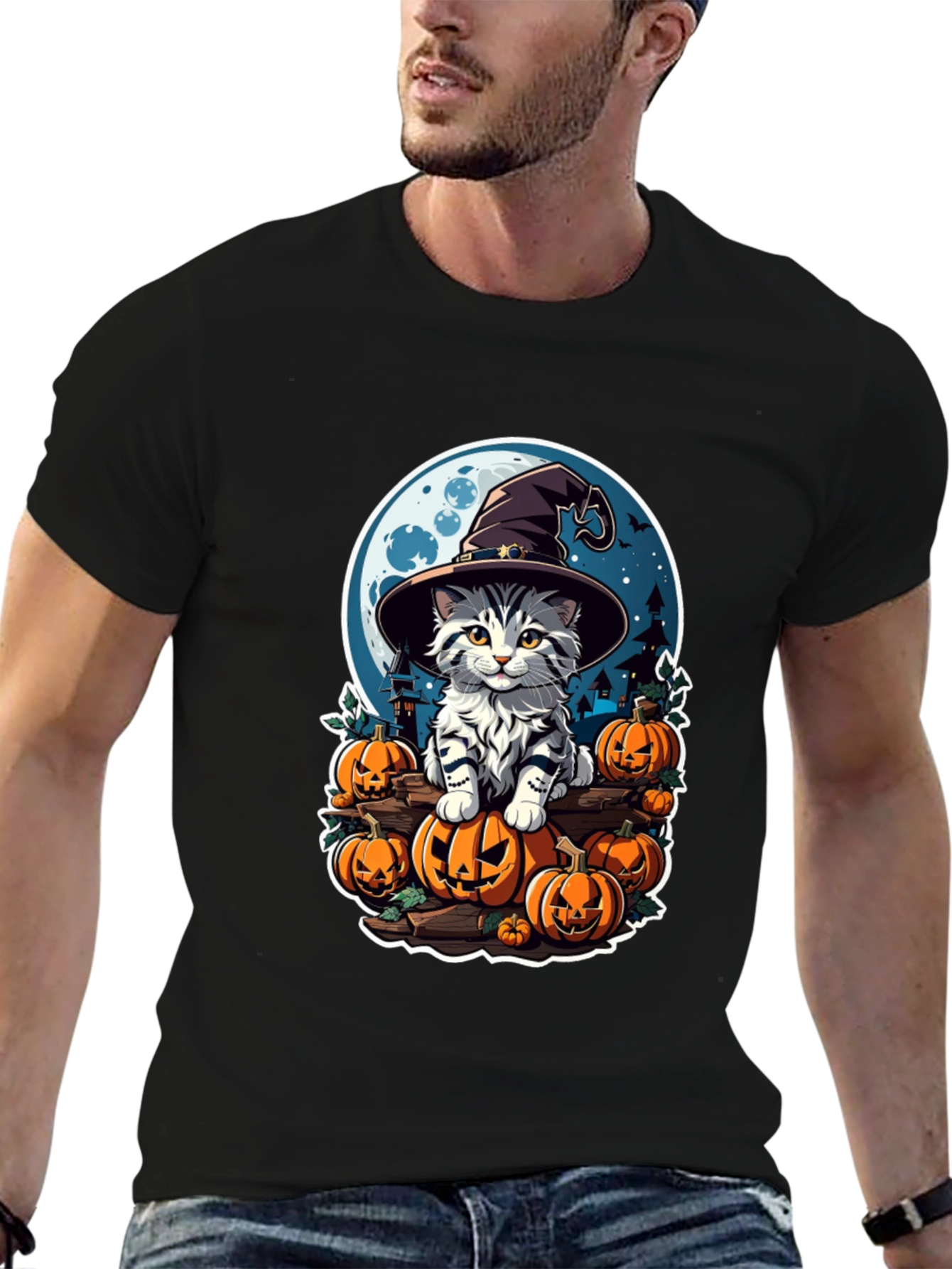 Halloween Cat Witch T-Shirt