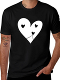 Heart Face Graphic T-Shirt - Black