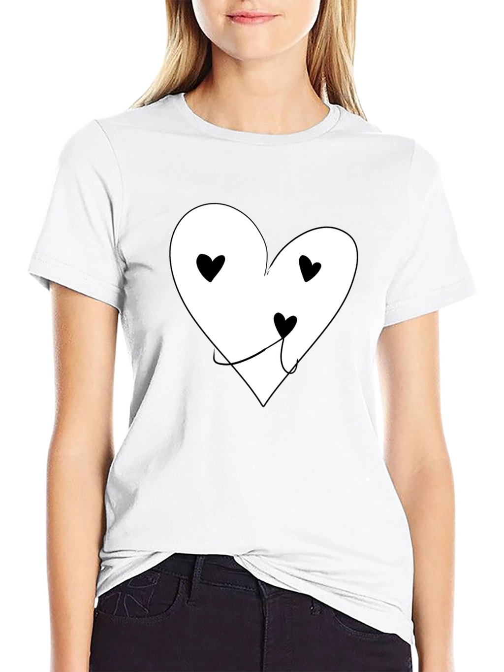 Heart Face Graphic T-Shirt - Black
