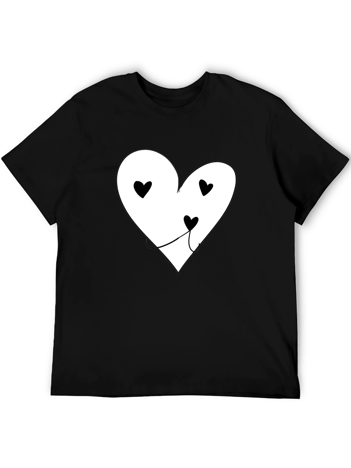 Heart Face Graphic T-Shirt - Black