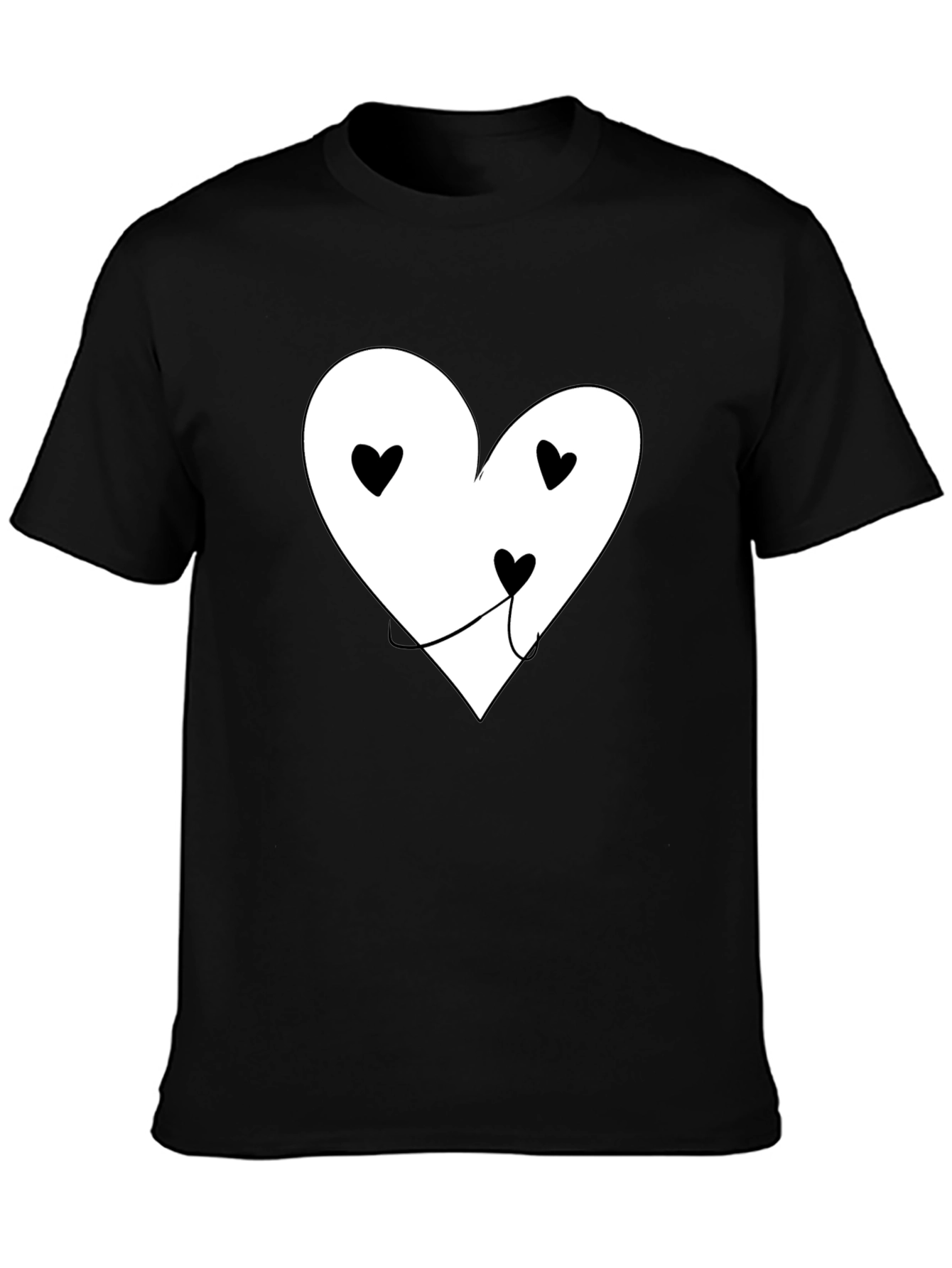 Heart Face Graphic T-Shirt - Black