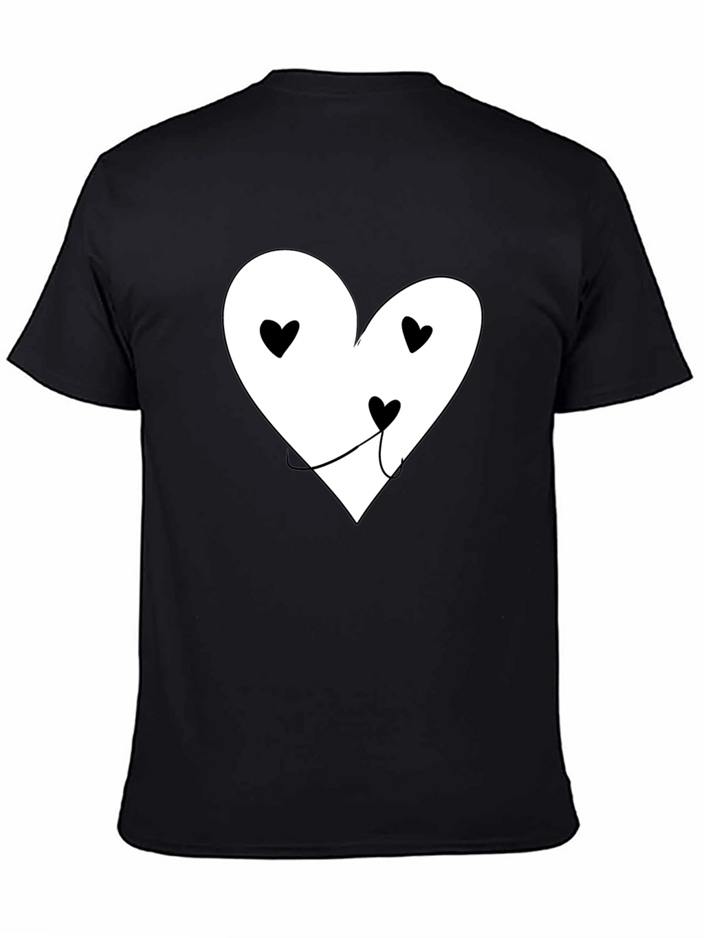 Heart Face Graphic T-Shirt - Black