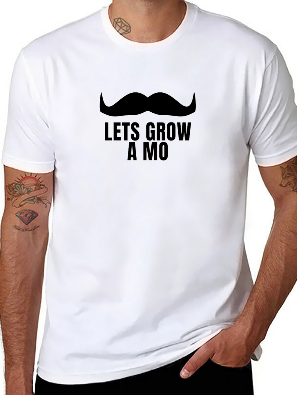 Lets Grow a Mo Mens Black T-Shirt